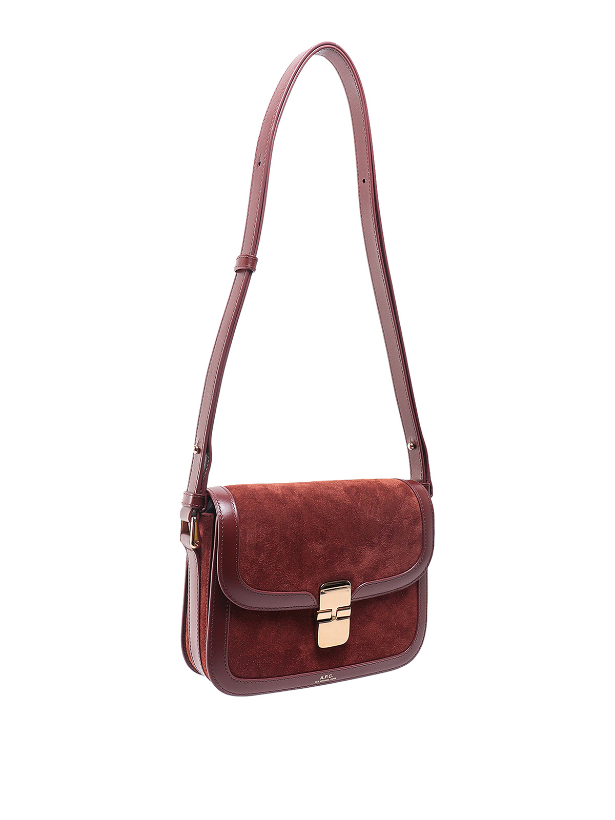 A.P.C. Suede bag with logo print - Brown - Women|PXBRXF61413EAI