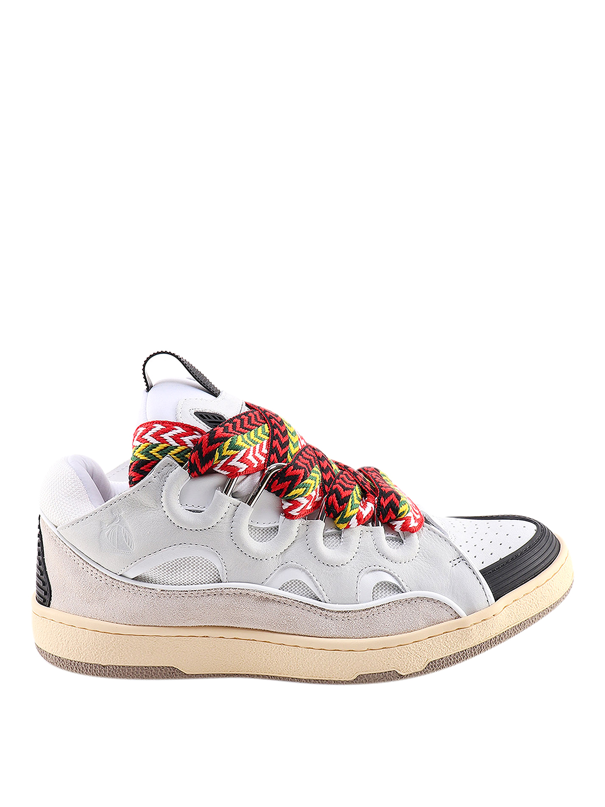 Lanvin Curb Leather Sneakers In White