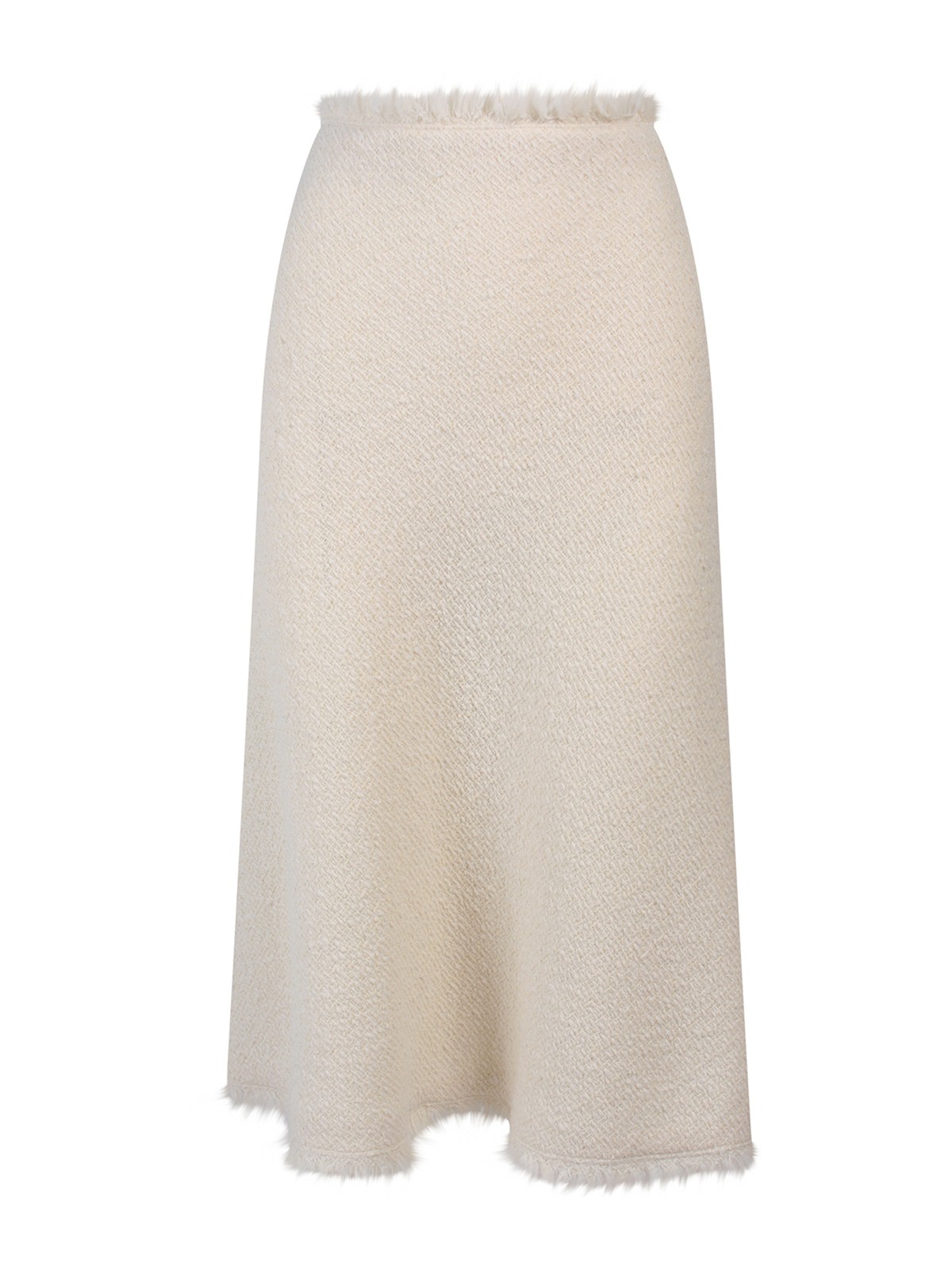Alberta Ferretti Virgin Wool Skirt With Tweed Effect In Blanco
