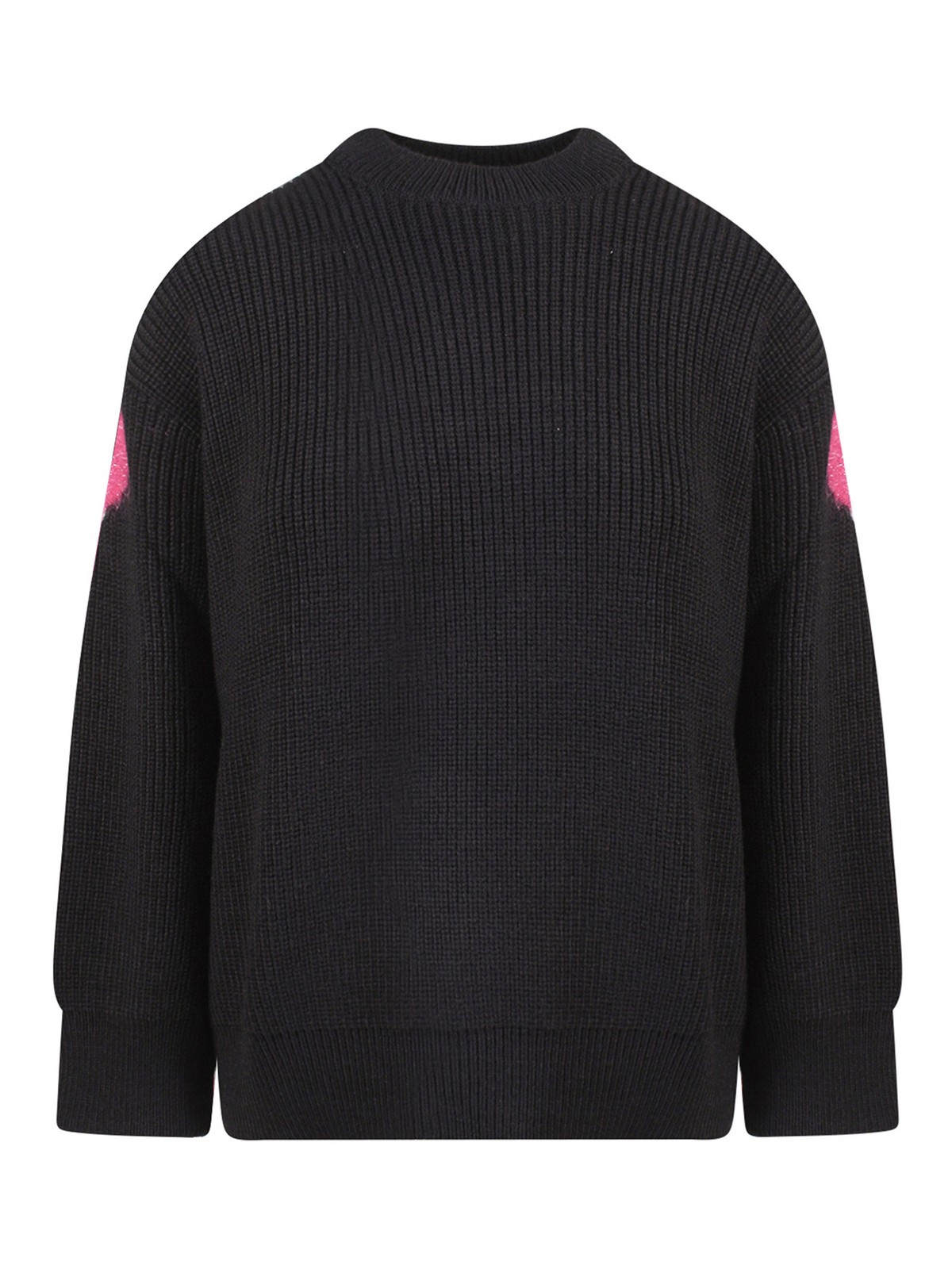 Barrow Ribbed Sweater With Lurex Logo Embroidery In Negro