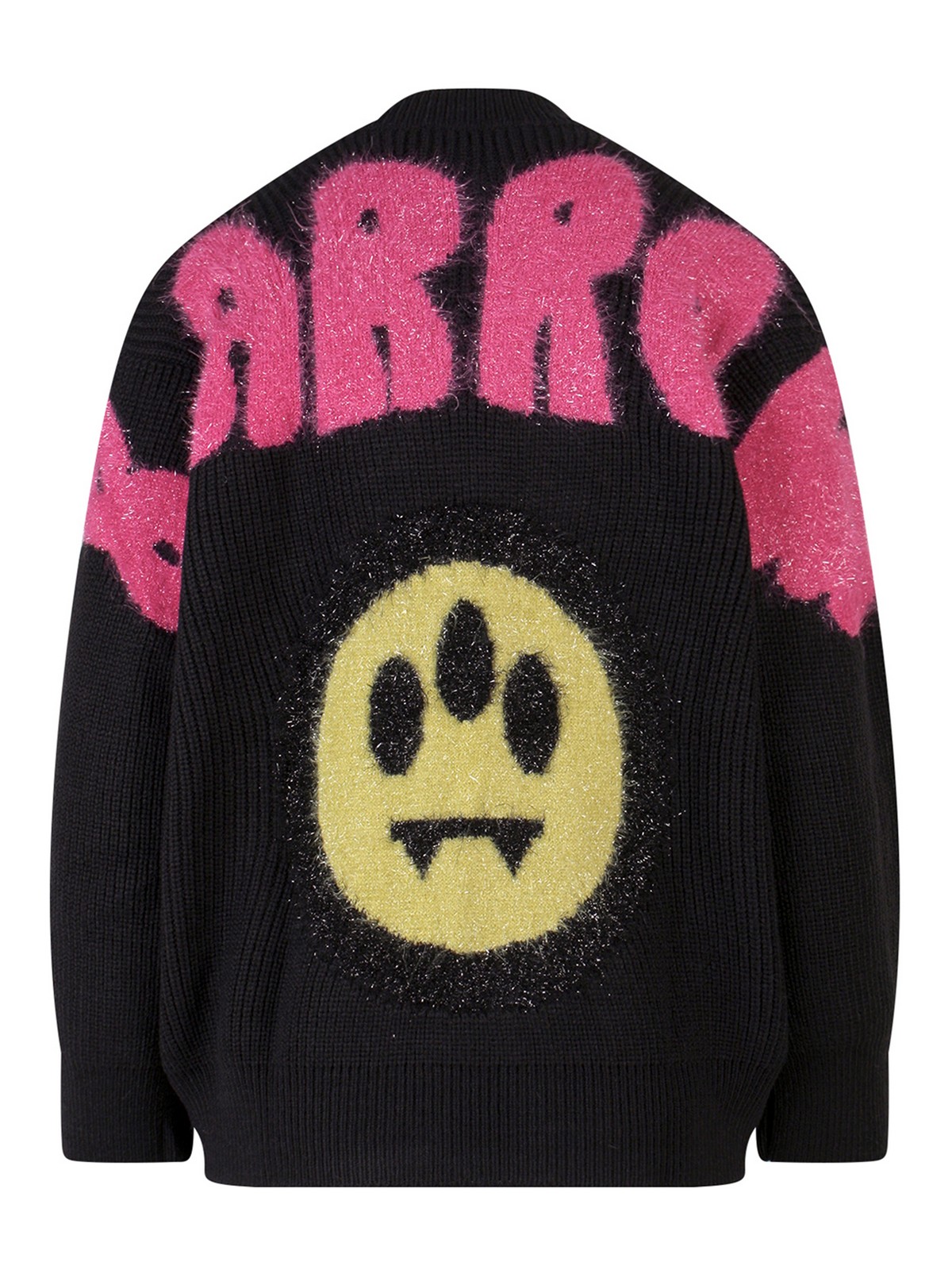 Shop Barrow Ribbed Sweater With Lurex Logo Embroidery In Negro