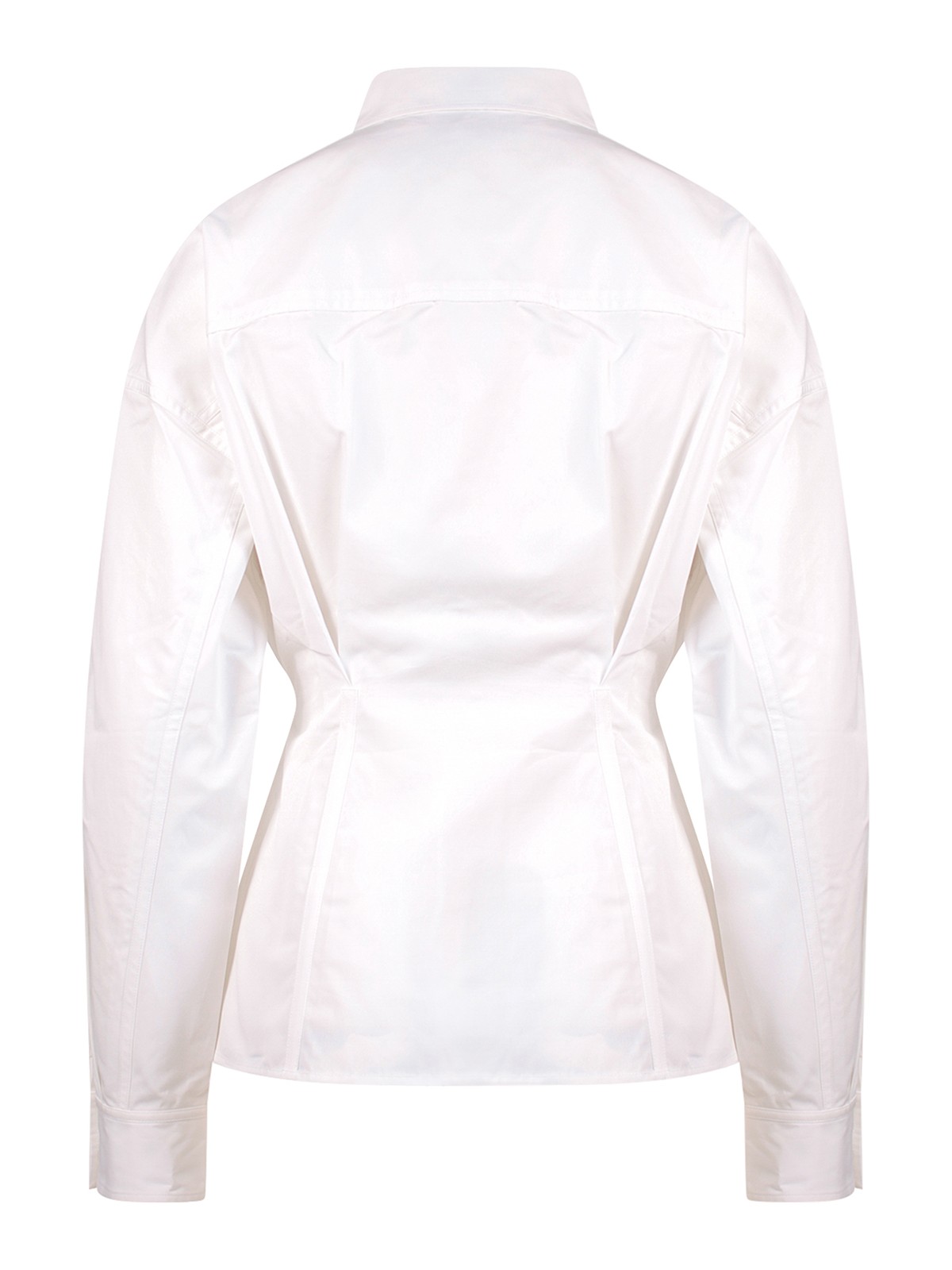 Shop K Krizia Cotton Shirt With Iconic Frontal Patches In Blanco