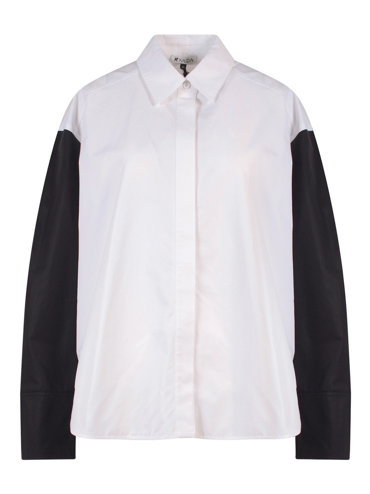 Shop K Krizia Cotton Shirt With Contrasting Sleeves In Blanco