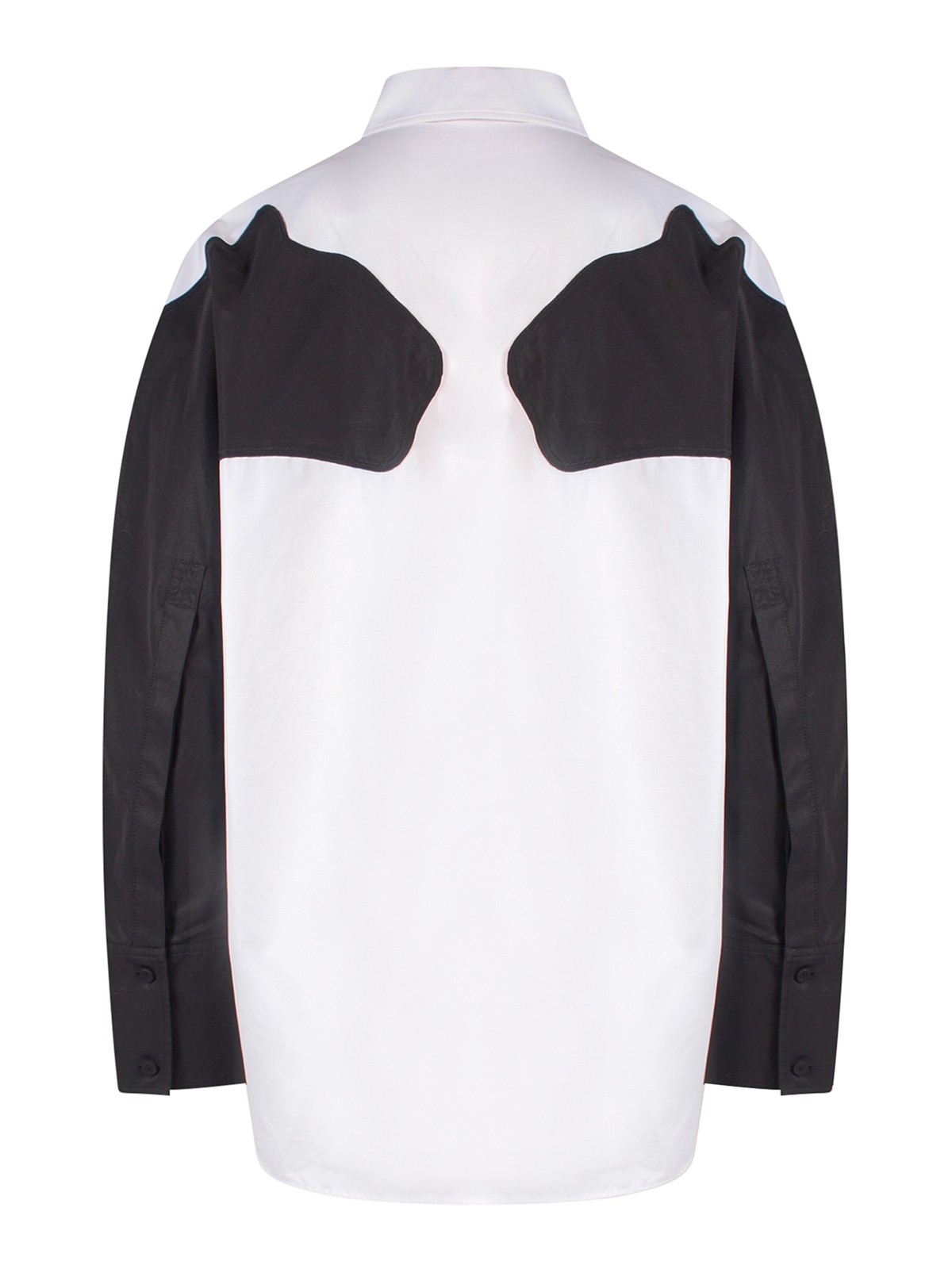 Shop K Krizia Cotton Shirt With Contrasting Sleeves In Blanco