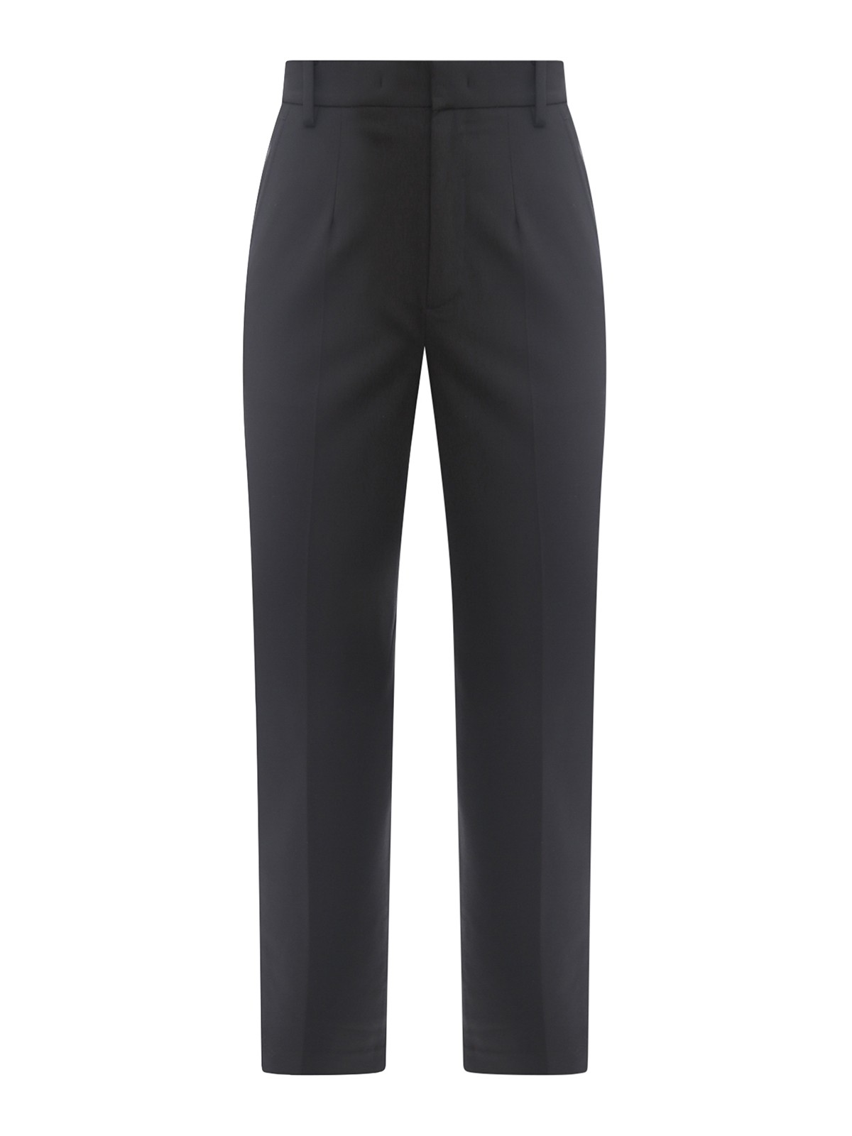 Shop K Krizia Wool Pants With Iconic Metal Patch In Negro