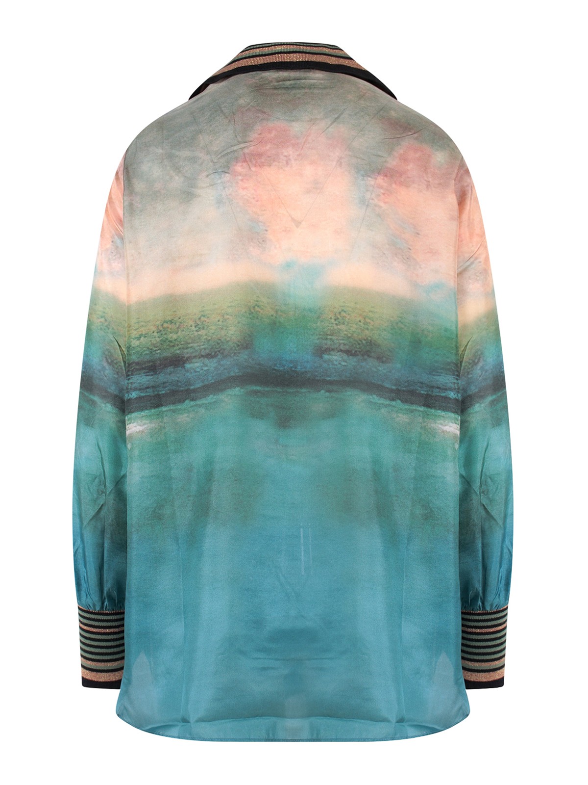 Mes Demoiselles Silk shirt with multicolored pattern|TANZIPAINTCOMB