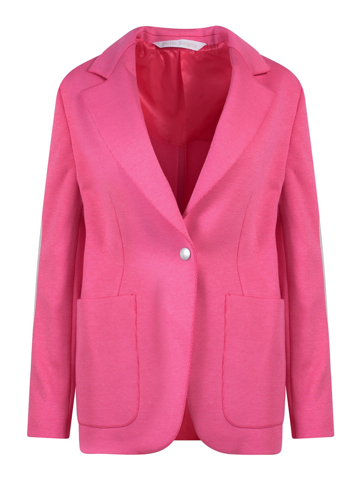 Palm Angels Cotton Blazer With Iconic Lateral Bands In Pink