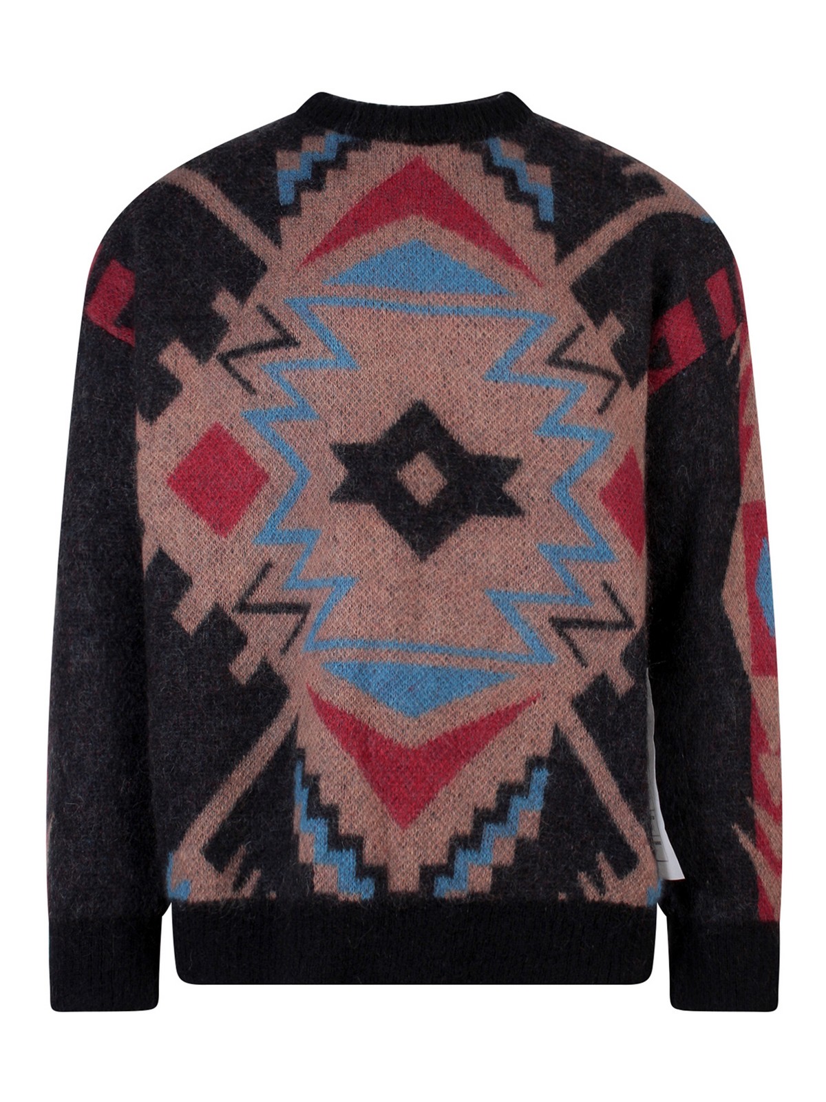 Shop Amaranto Mohair Sweater With Ethnic Motif In Marrón