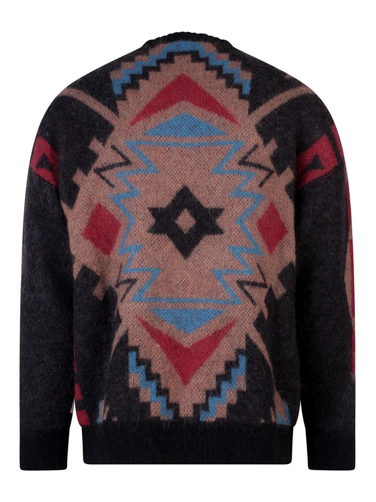 Shop Amaranto Mohair Sweater With Ethnic Motif In Marrón