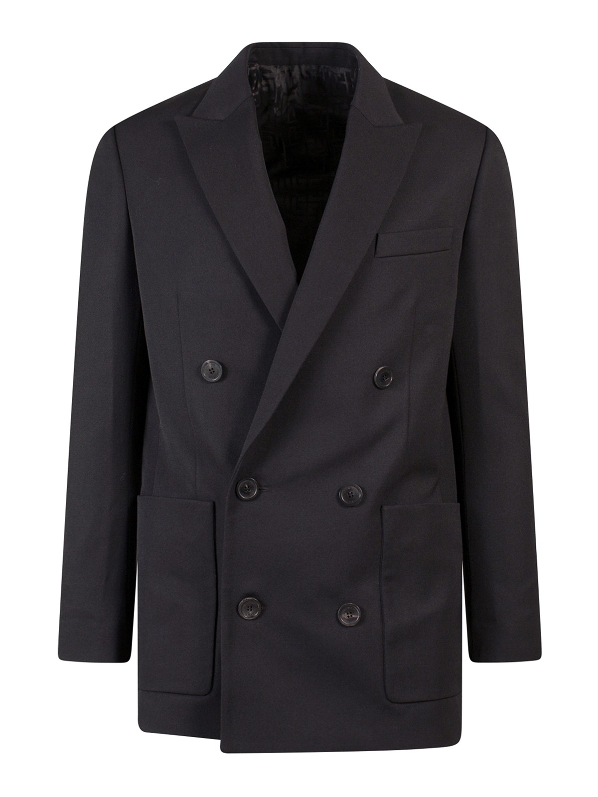 Balmain Wool Blazer With Peak Lapel In Black