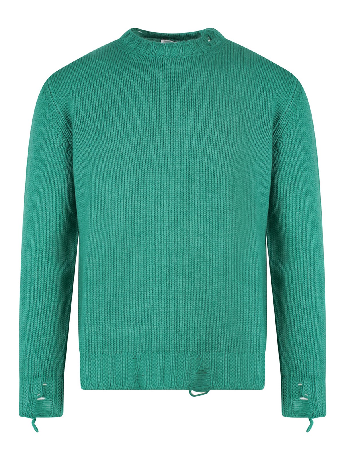 Shop Pt Torino Wool Sweater With Ripped Effect In Verde