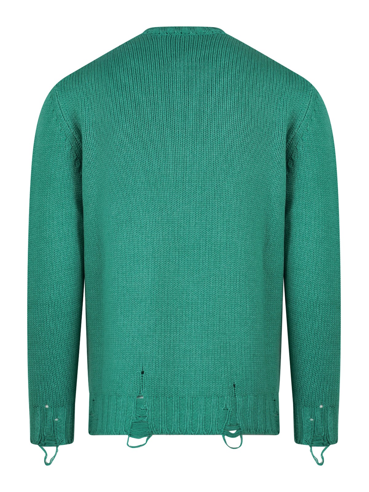 Shop Pt Torino Wool Sweater With Ripped Effect In Verde