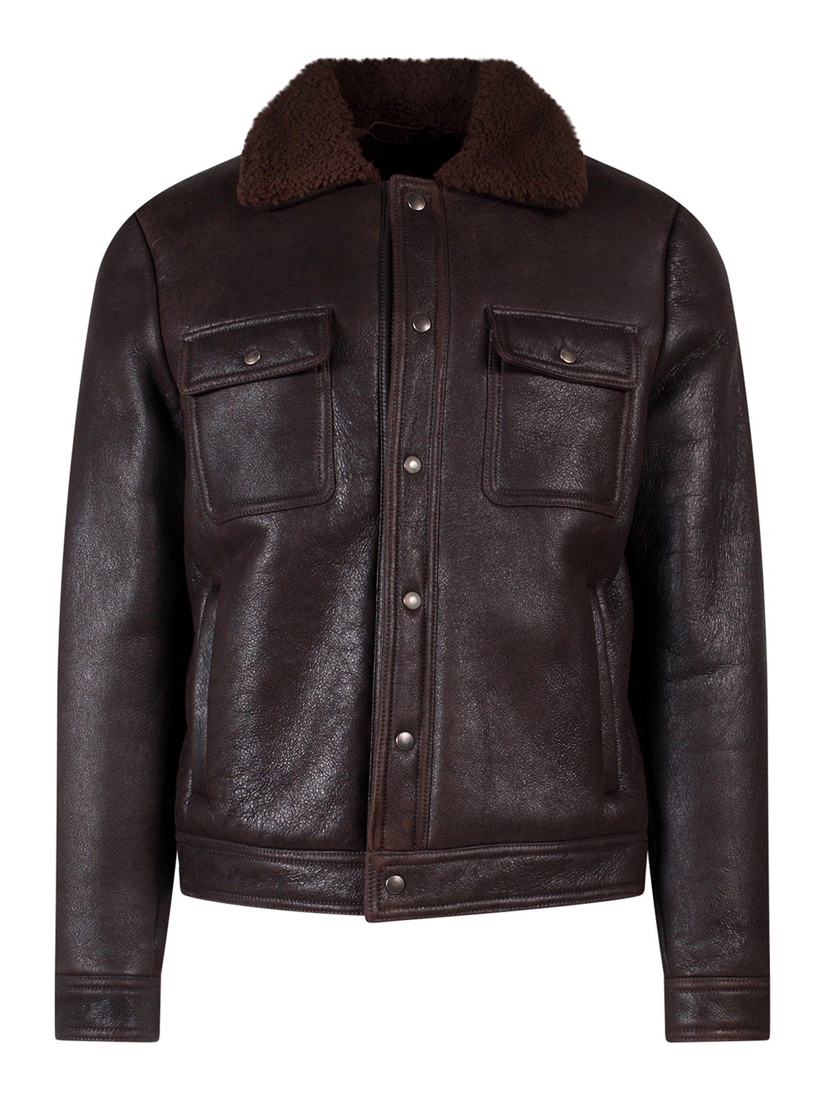 Salvatore Santoro Shearling jacket with snap buttons|43517BROWN