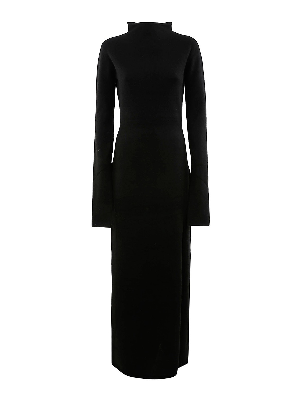 knee length dresses for ladies Cashmere Silk Long Drape Dress in Navy | Frenckenberger main image 1
