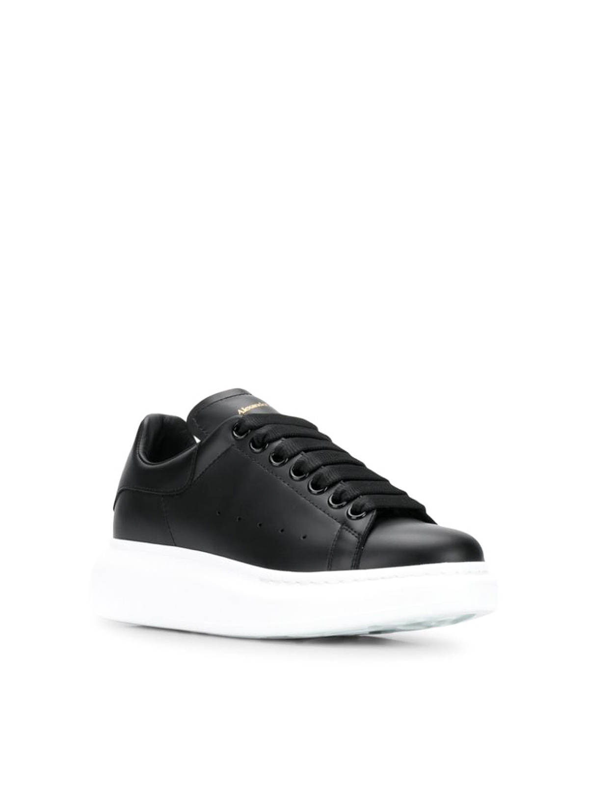 Shop Alexander Mcqueen Black Leather Oversized Low-top Sneakers In Negro