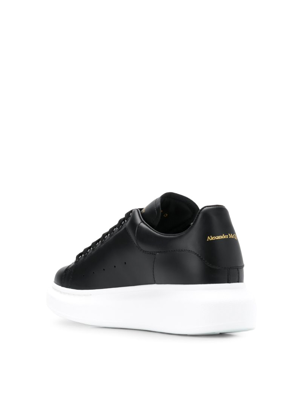Shop Alexander Mcqueen Black Leather Oversized Low-top Sneakers In Negro