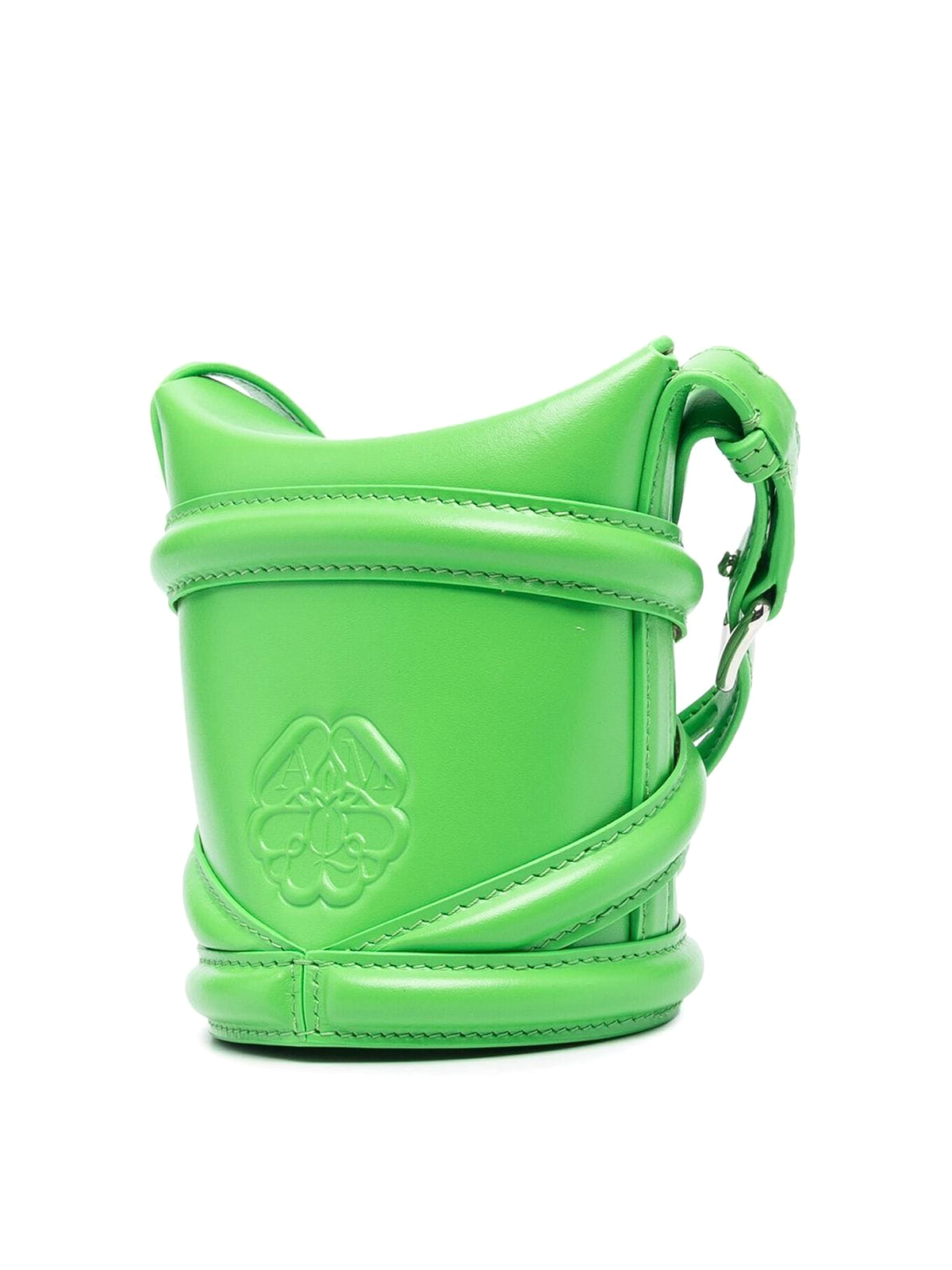 Shop Alexander Mcqueen Small Curve Bucket Bag In Verde