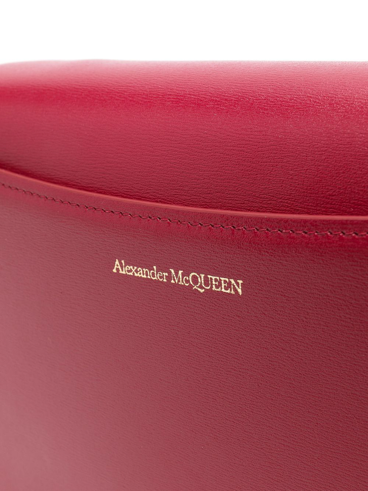 Shop Alexander Mcqueen Bordeaux Leather Four Ring Shoulder Bag In Burdeos