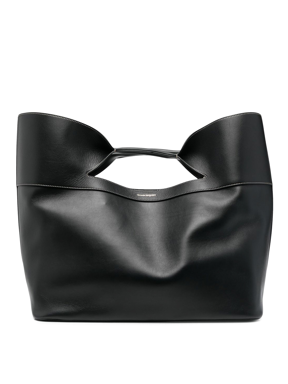 Alexander Mcqueen The Bow Leather Tote Bag In Negro