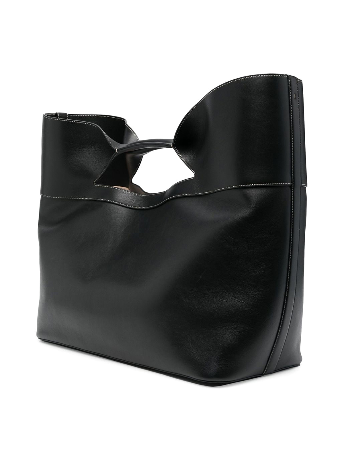 Shop Alexander Mcqueen The Bow Leather Tote Bag In Negro