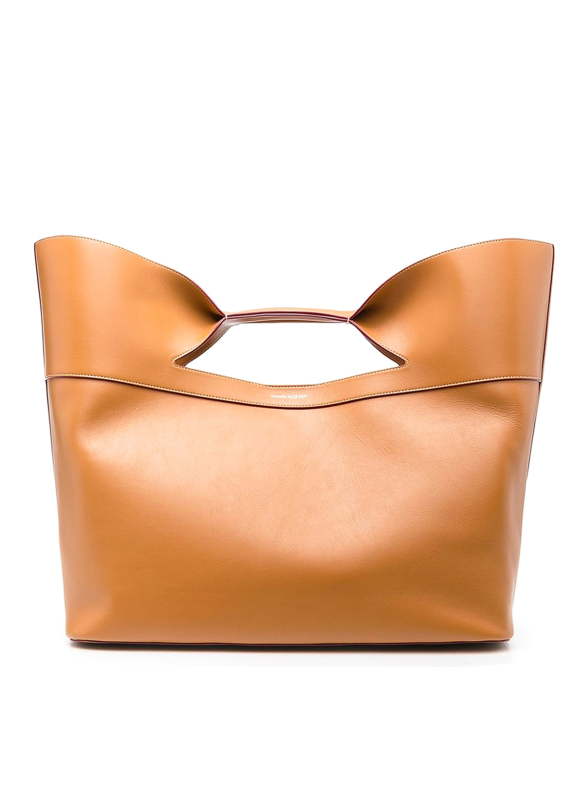 Shop Alexander Mcqueen The Bow Leather Tote Bag In Brown