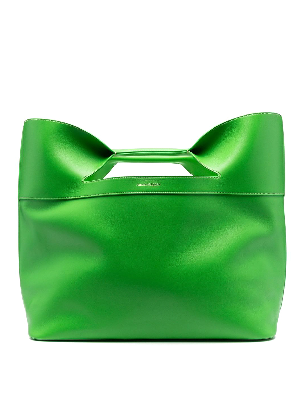 Alexander Mcqueen The Bow Leather Large Tote Bag In Verde