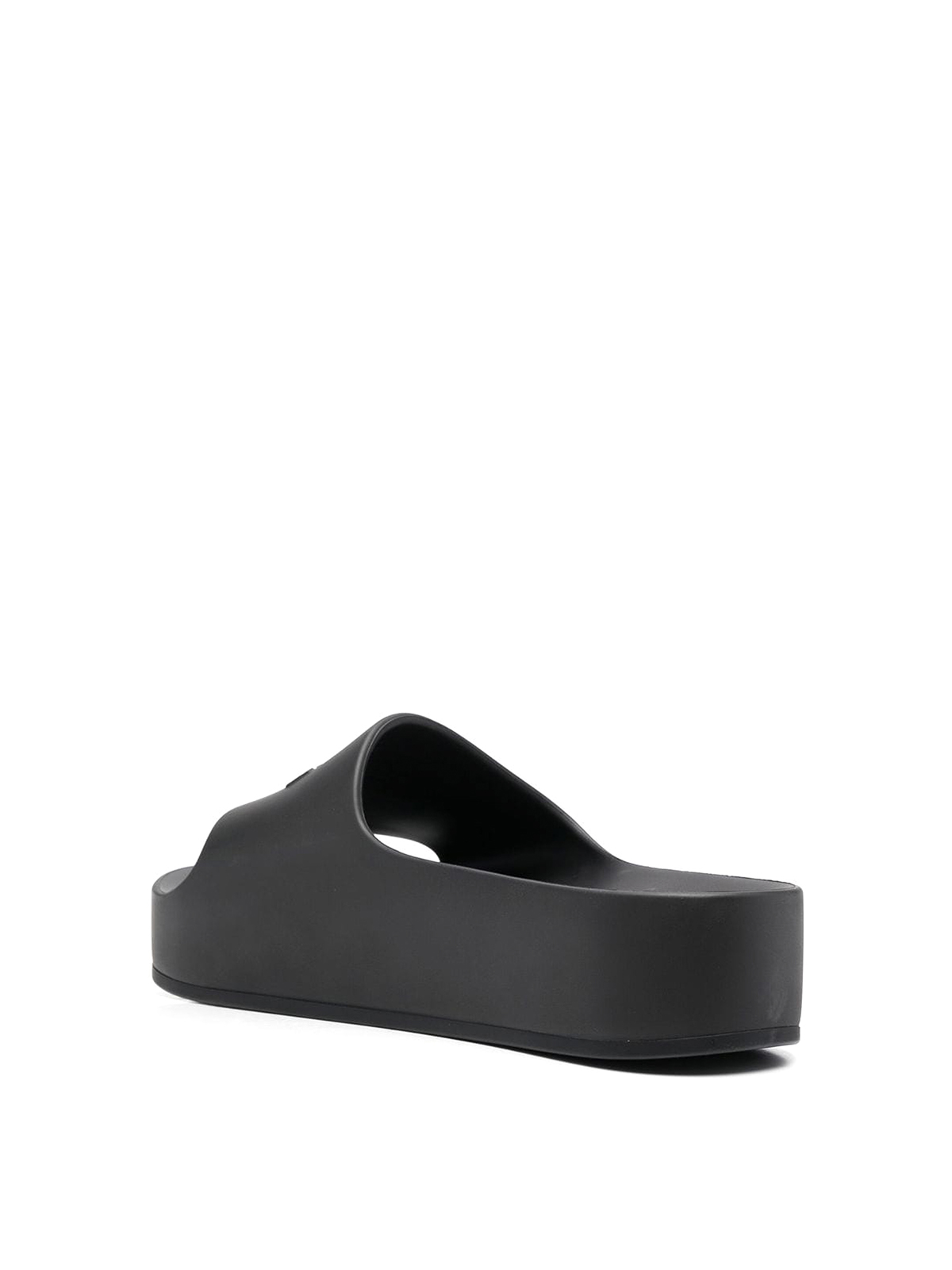 Shop Balenciaga Black Raised-logo Platform Slides