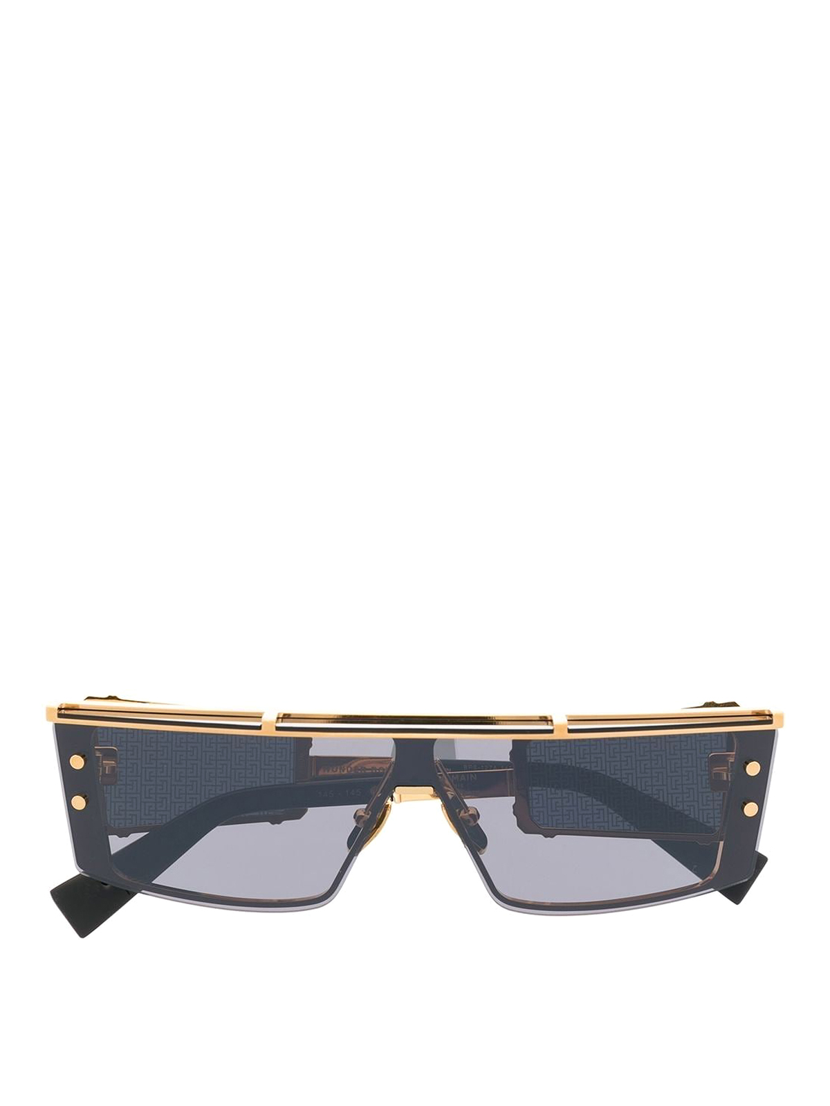 Shop Balmain Wonderboy Iii Rectangle-frame Sunglasses In Gold