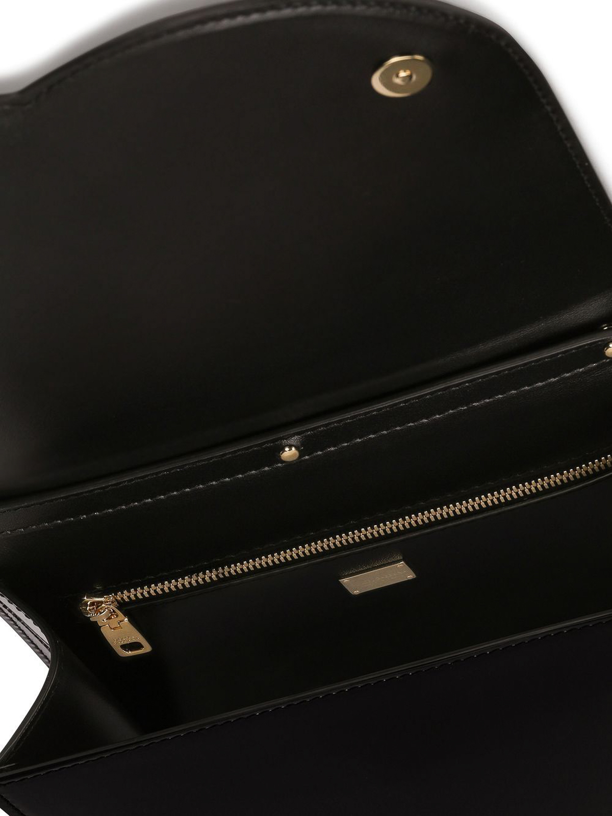 Shop Dolce & Gabbana Dg Logo Patent Leather Crossbody Bag In Black