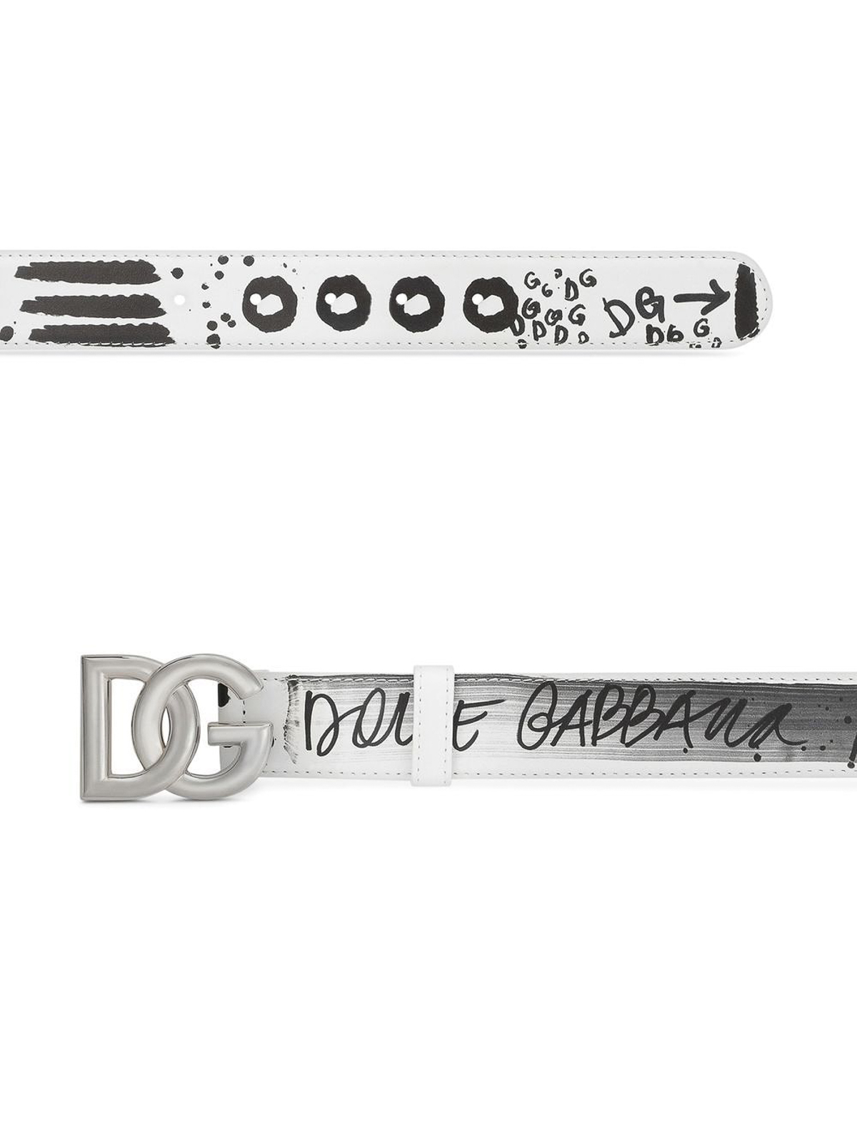 Dolce & Gabbana Graffiti-print logo-buckle belt|BE1466AD455HWSAN