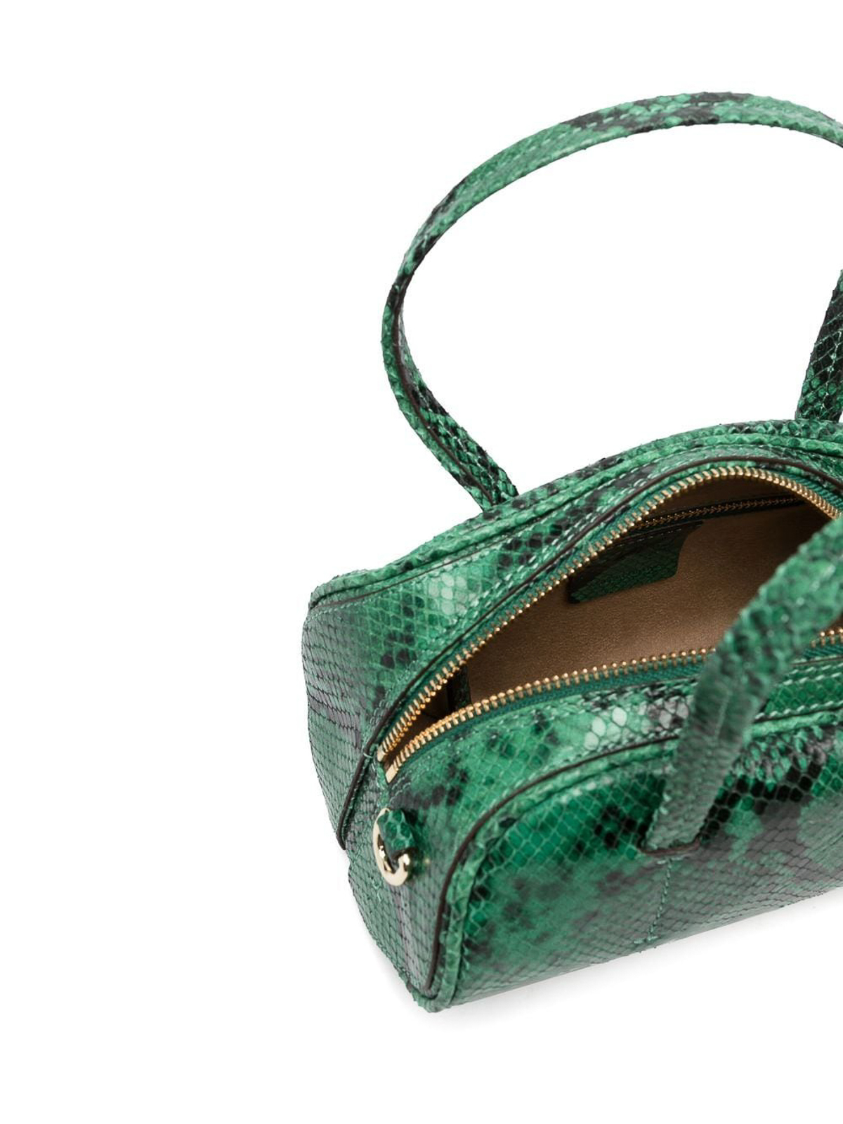 Shop Manu Atelier Snake Skin-effect Bowling Bag In Verde