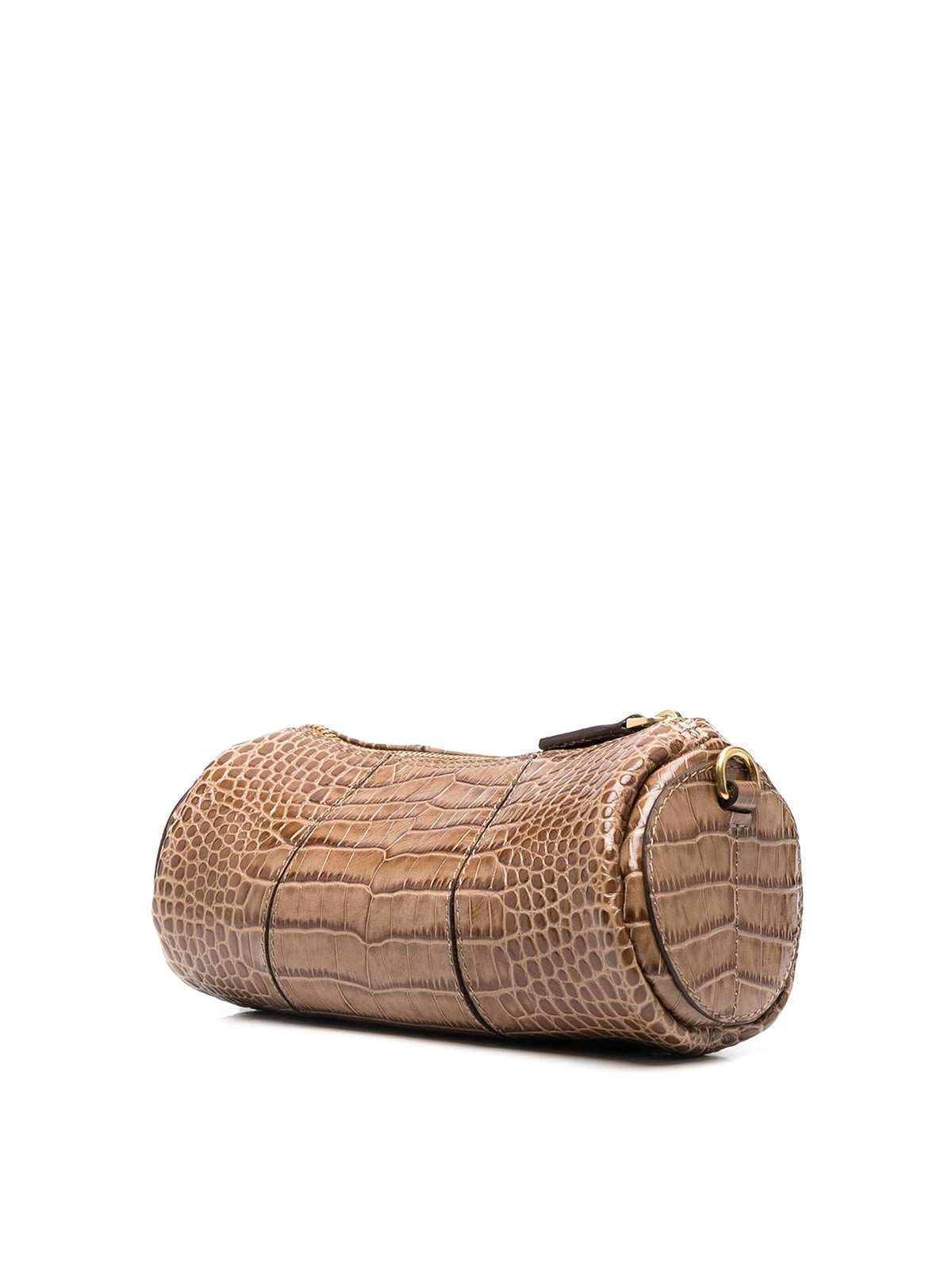Shop Manu Atelier Crocodile-embossed Cylinder Mini Bag In Marrón