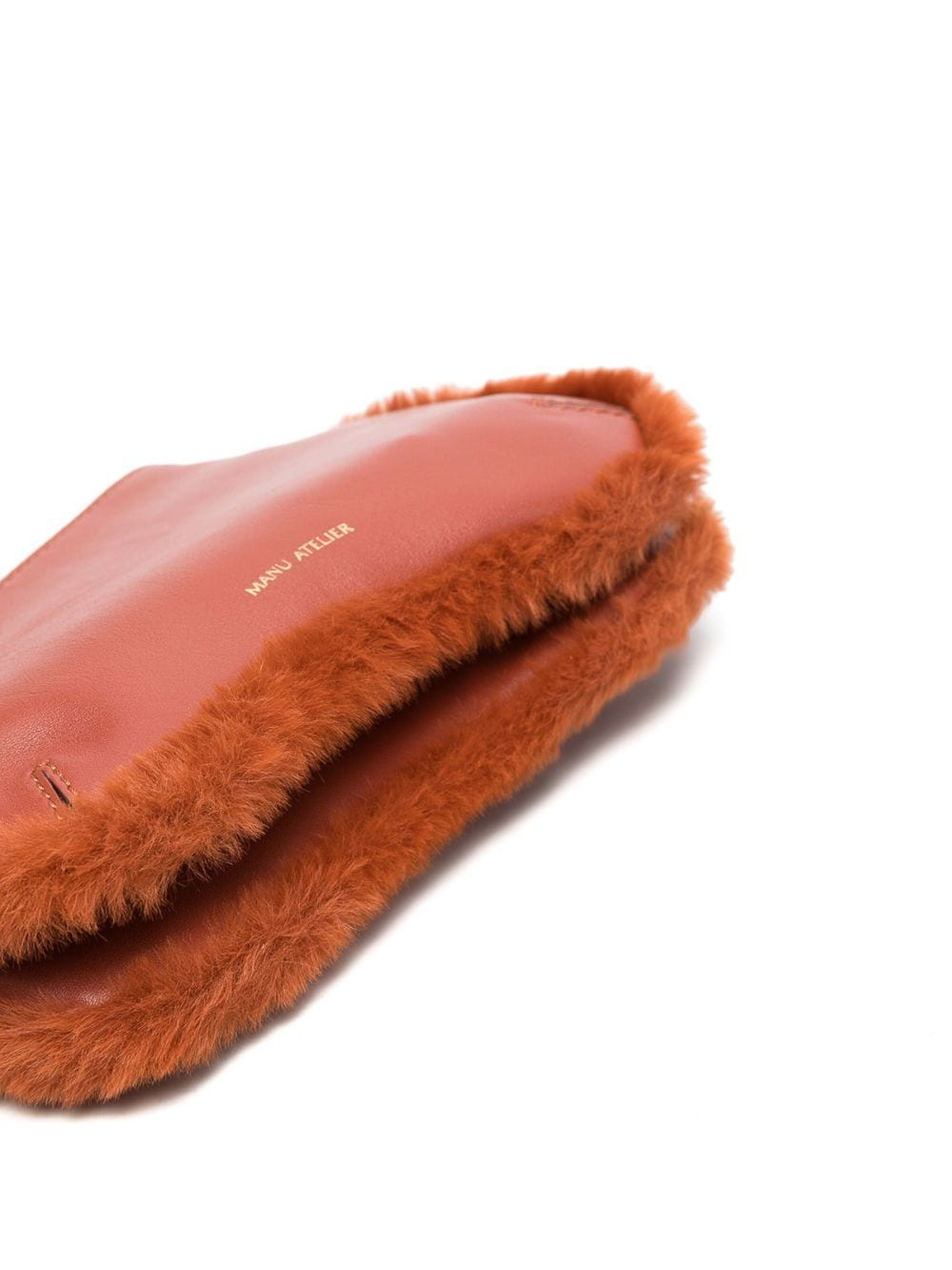 Shop Manu Atelier Faux Fur Detailed Leather Bag In Marrón