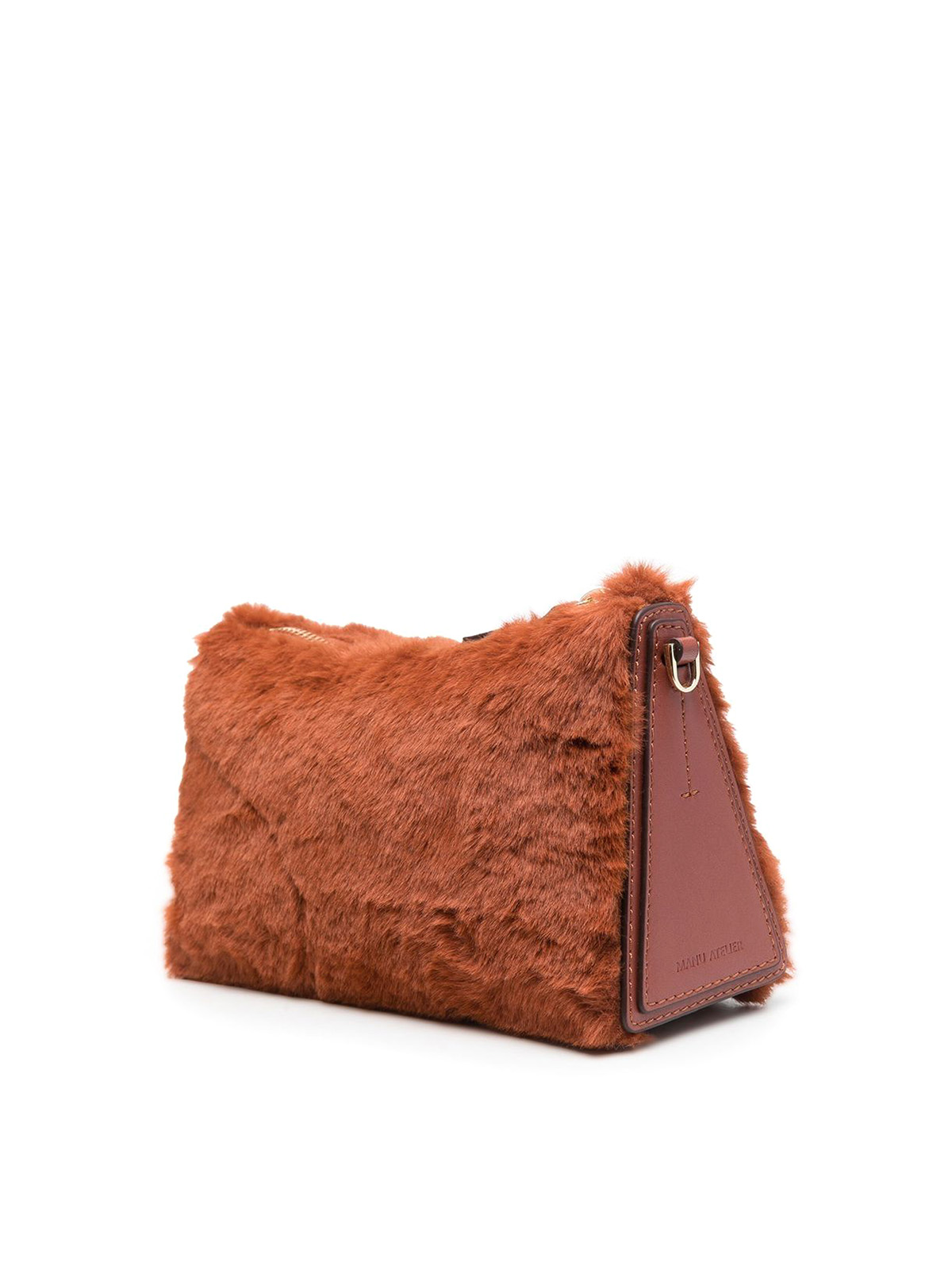 Shop Manu Atelier Faux-fur Leather Bag In Marrón