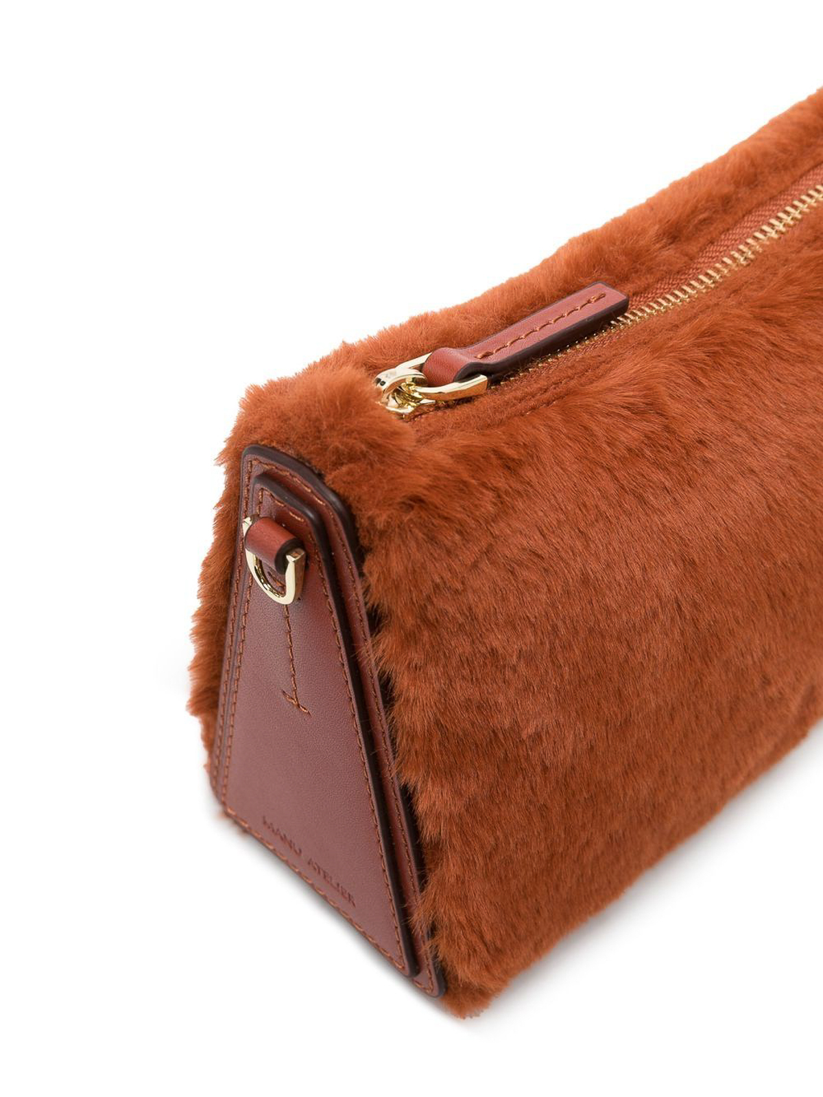 Shop Manu Atelier Faux-fur Leather Bag In Marrón