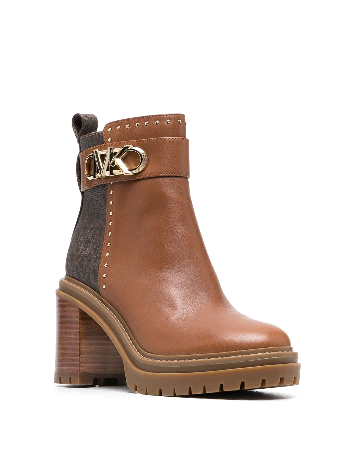 Shop Michael Kors Leather Ankle Boots In Marrón