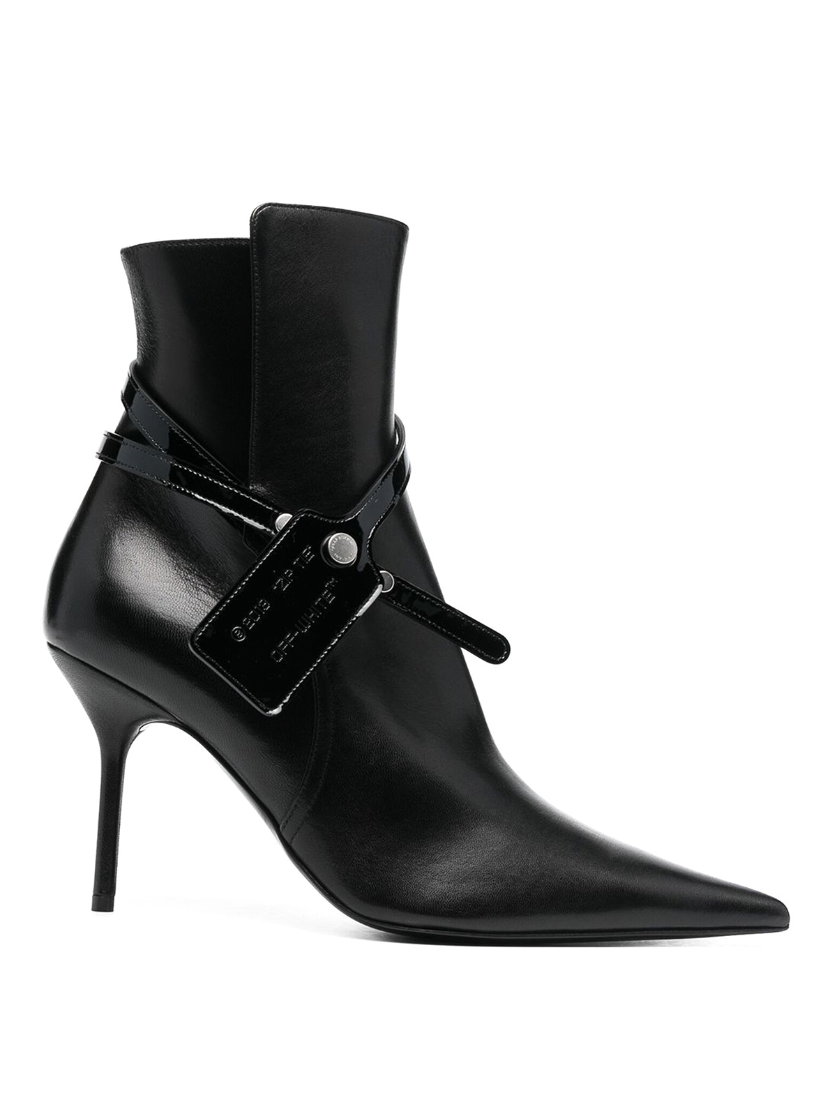 Off-white Leather Ankle Boots In Negro