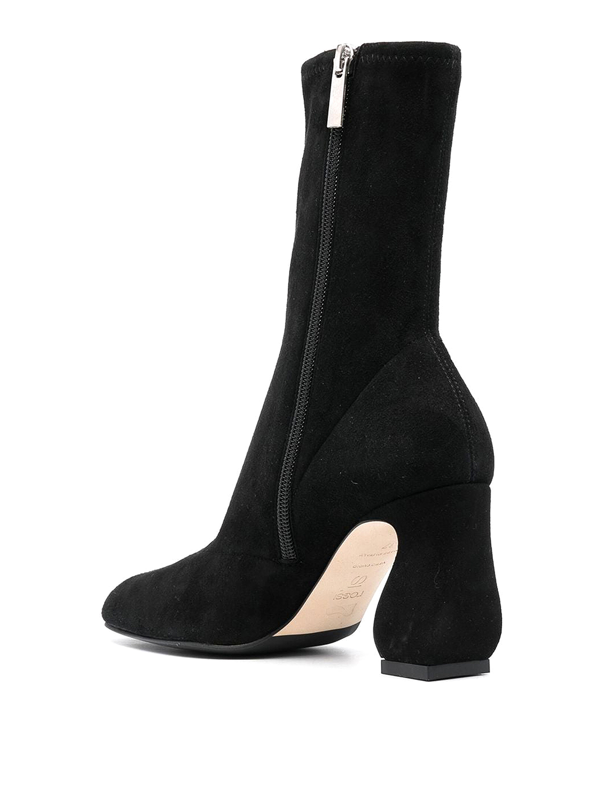 Shop Si Rossi Square-toe Suede Ankle Boots In Negro