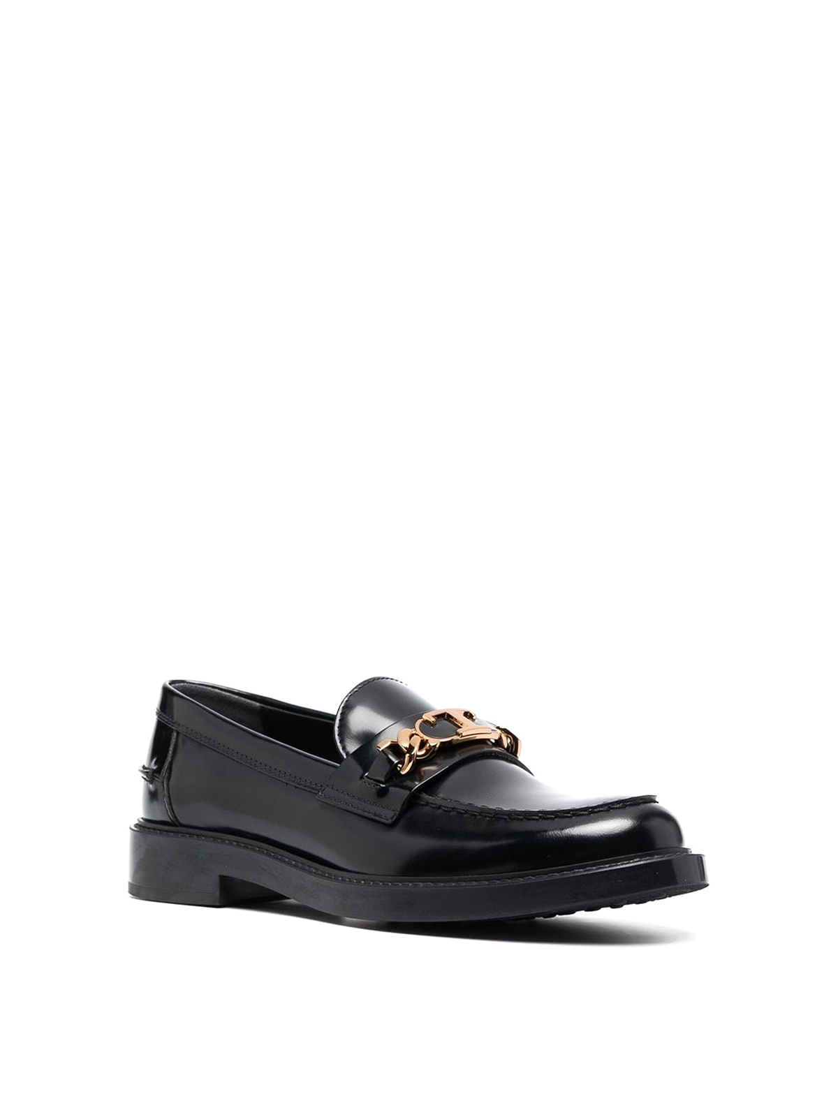 Shop Tod's Logoed Leather Loafers In Black