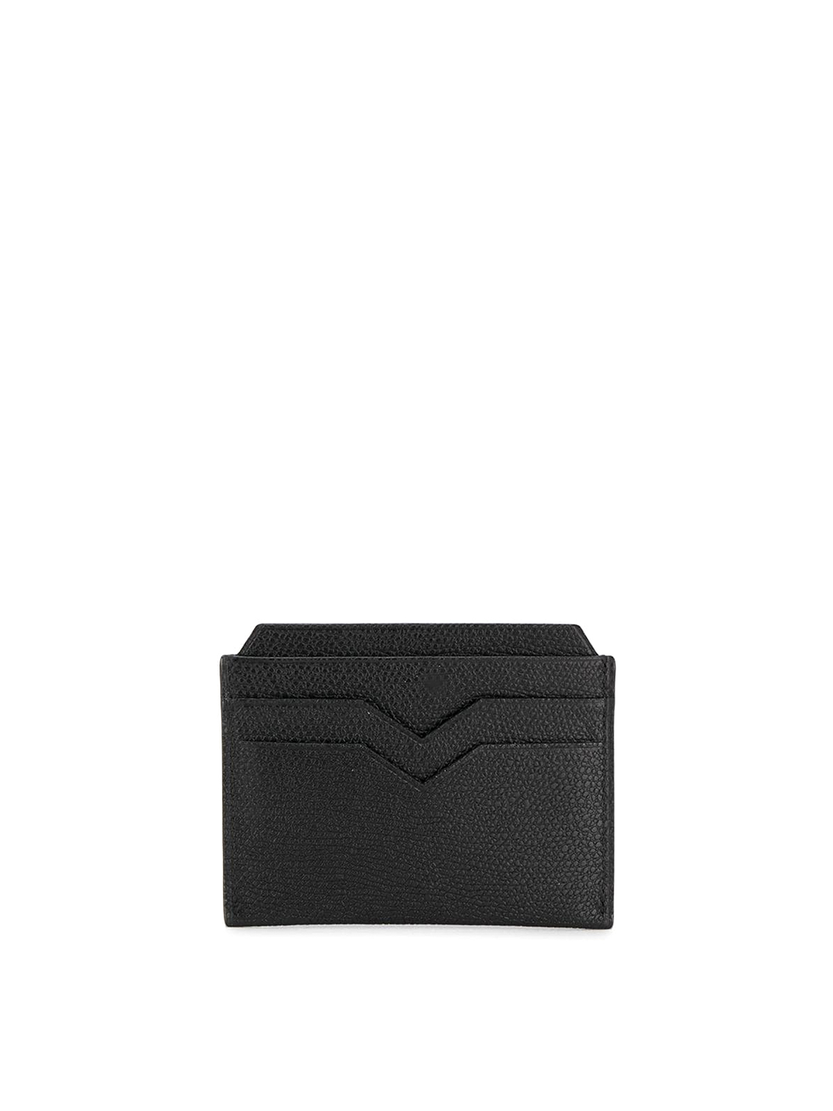 Valextra Pebbled Leather Cardholder In Black