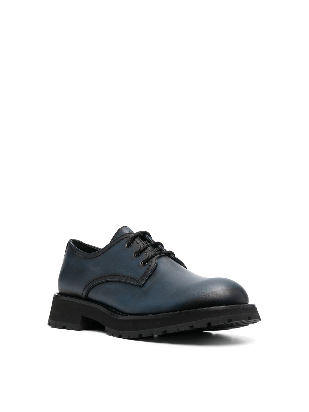 Shop Alexander Mcqueen Round Toe Leather Brogues In Grey