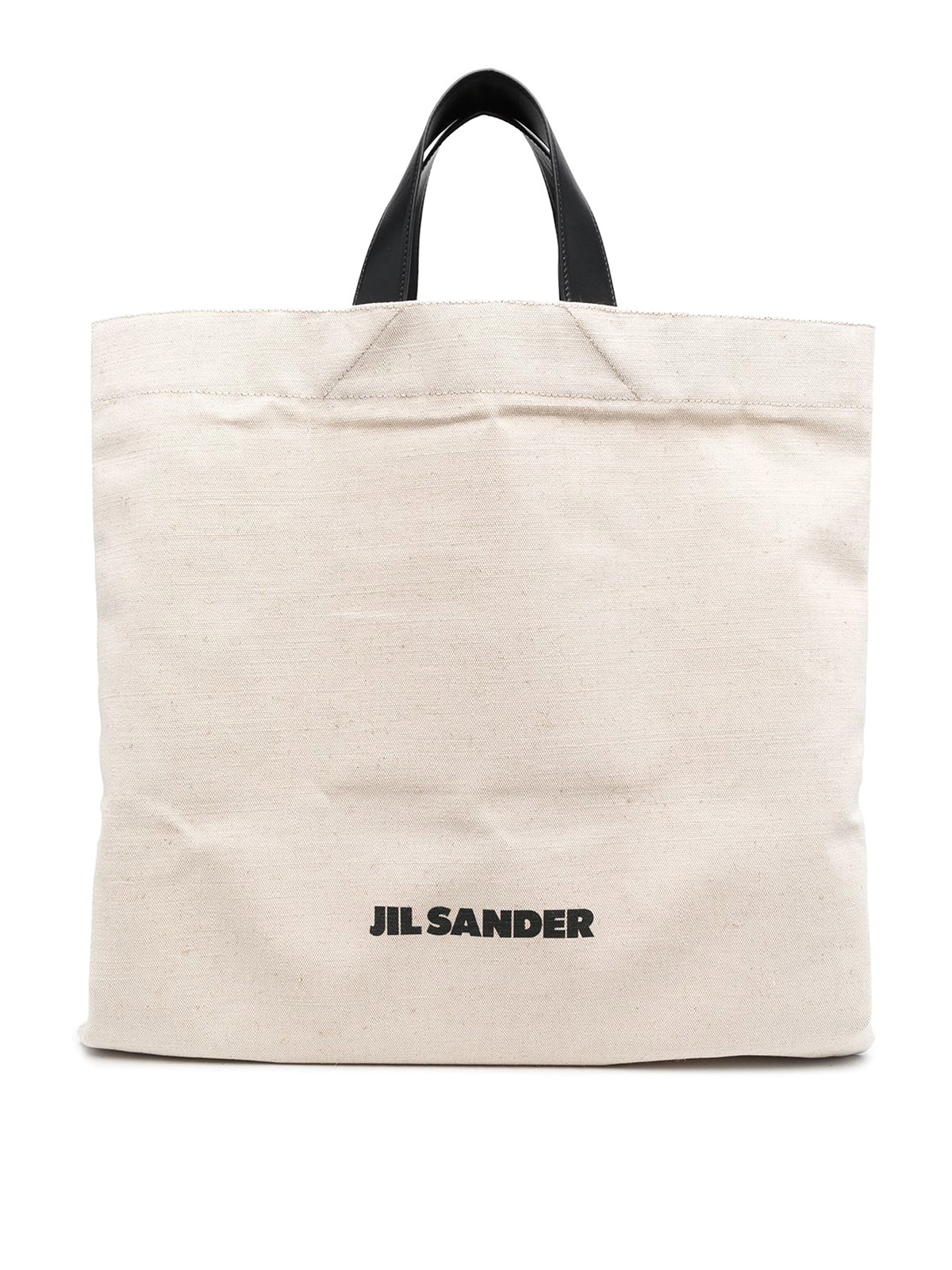 Jil Sander Logo-print Linen Tote Bag In Blanco