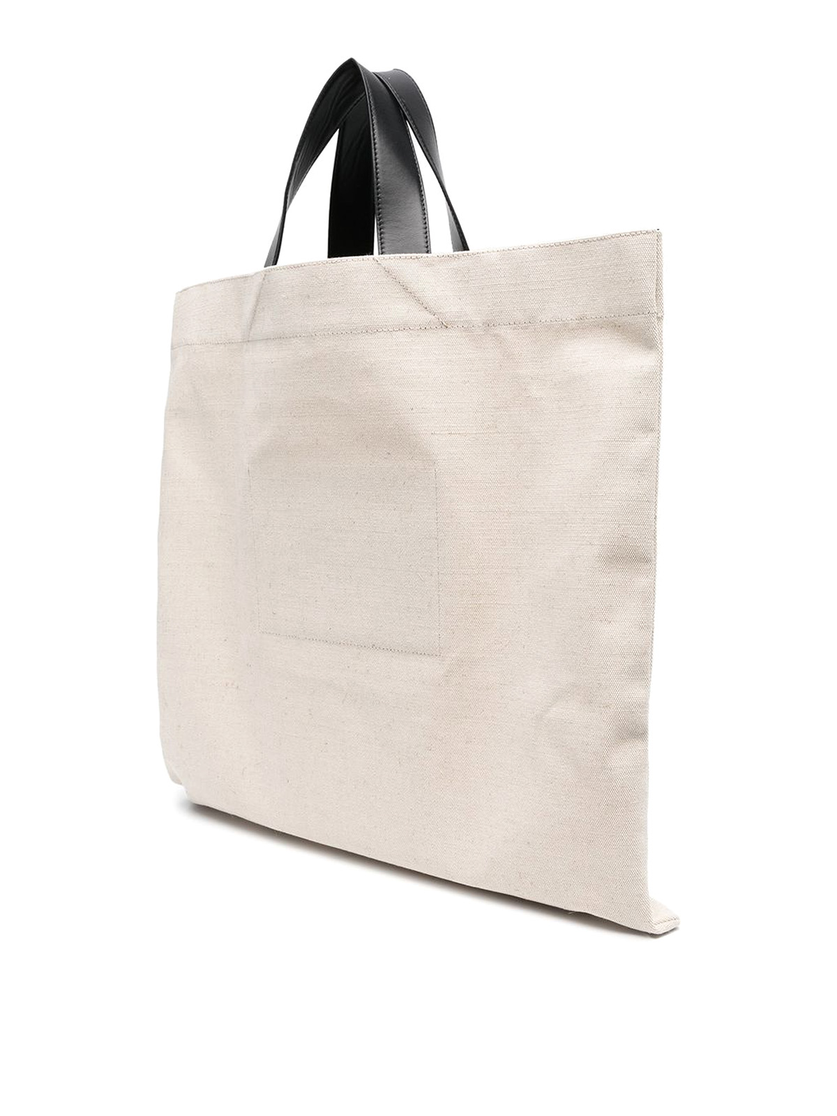 Shop Jil Sander Logo-print Linen Tote Bag In Blanco