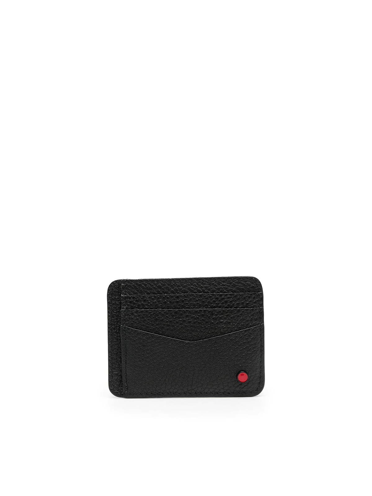 Kiton Men Credit Card Holder - Black Grain Leather Wallet