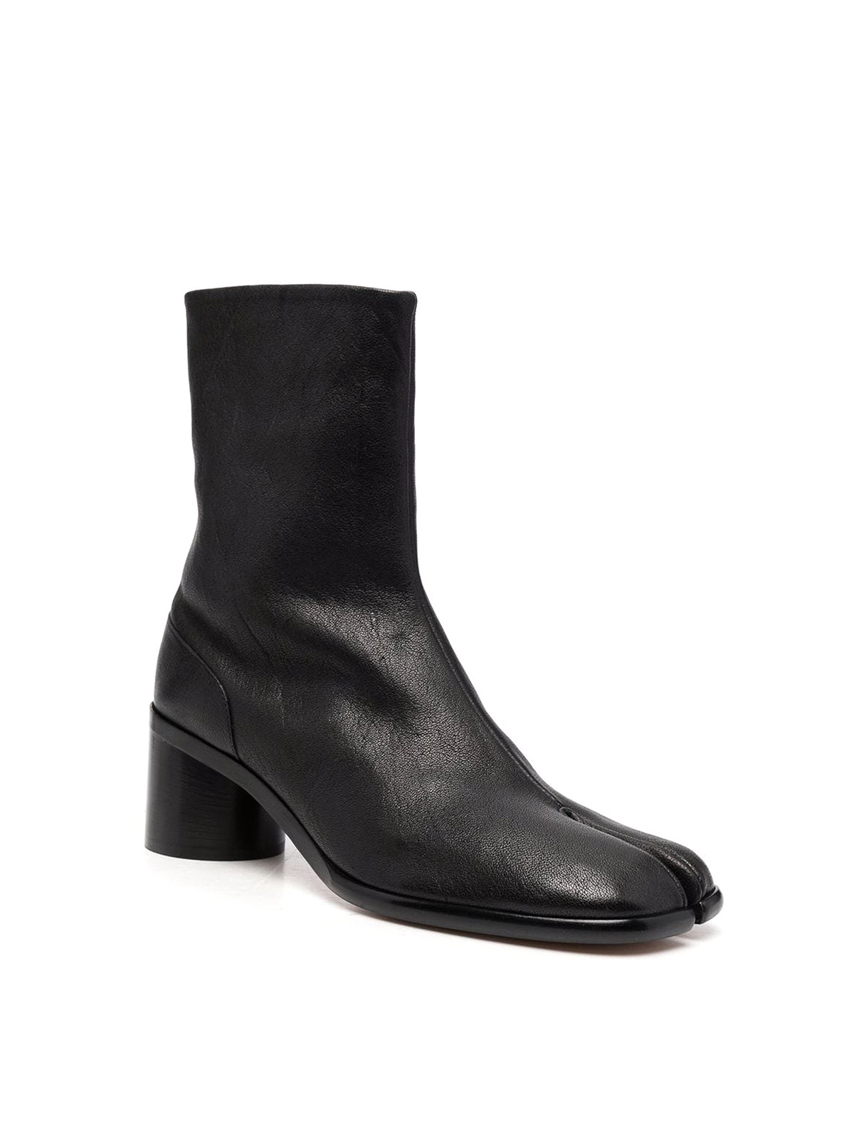 Shop Maison Margiela Black Leather Tabi-toe Ankle Boots