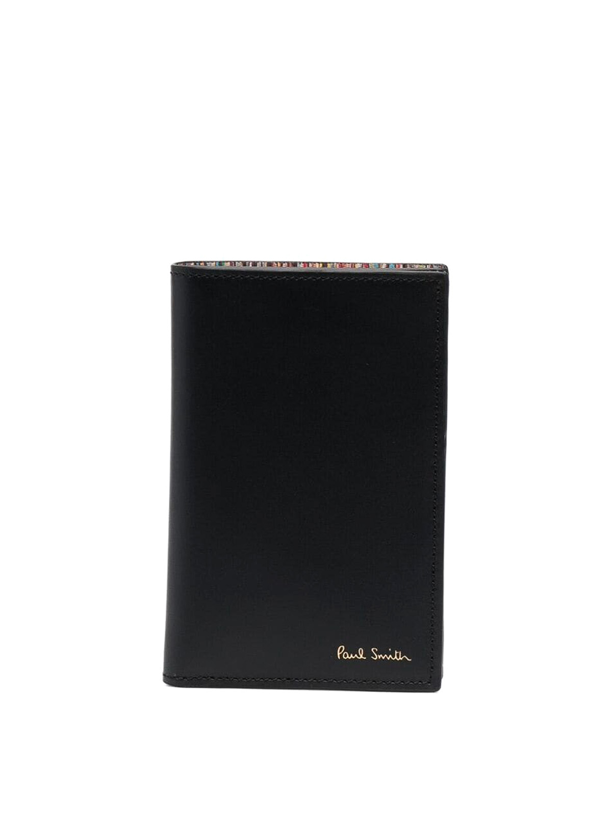 Shop Paul Smith Leather Stripe-print Cardholder In Black