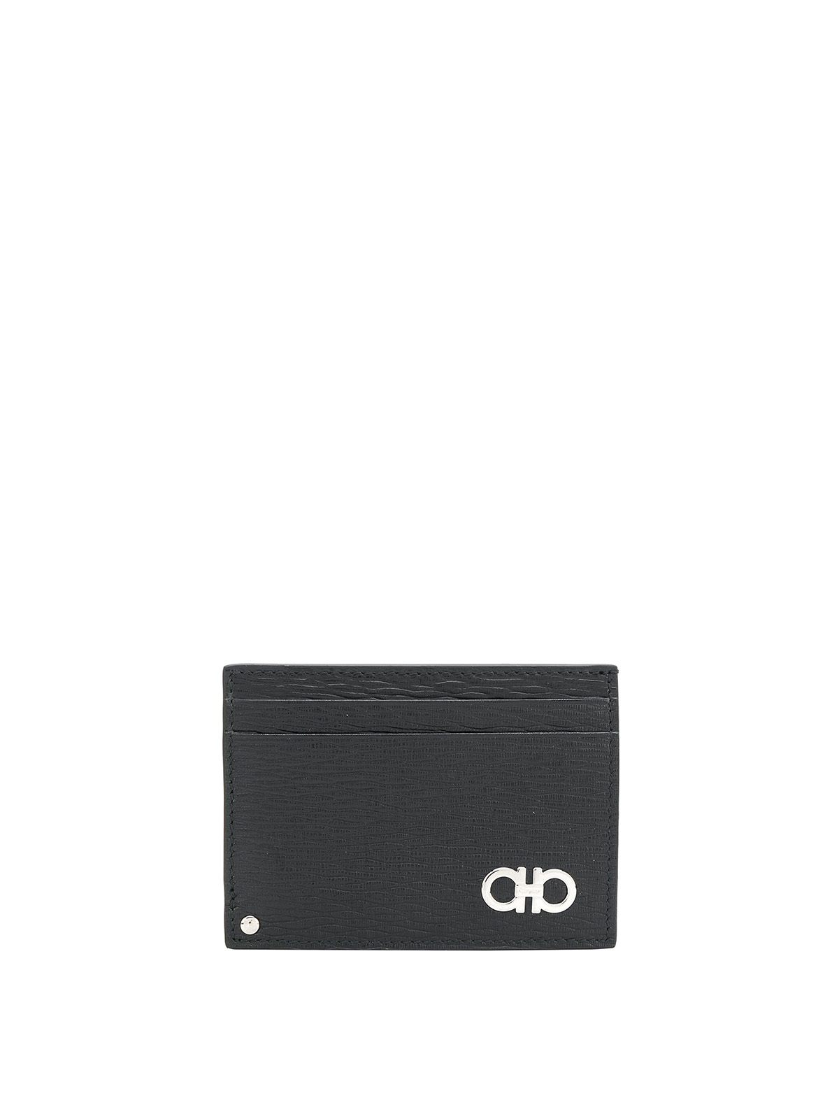 Ferragamo Leather Cardholder In Black