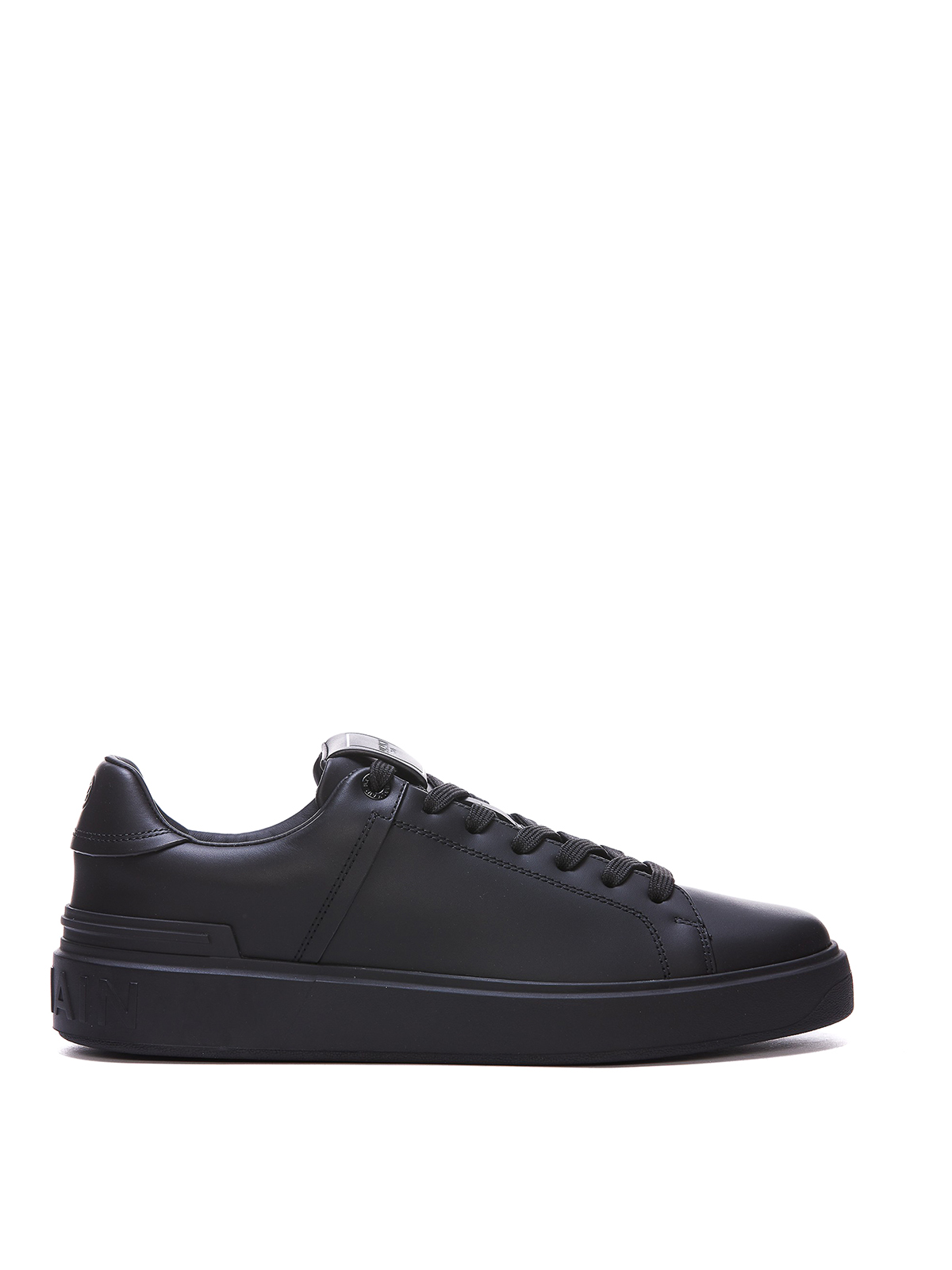 Balmain Leather Low Top Sneakers In Black