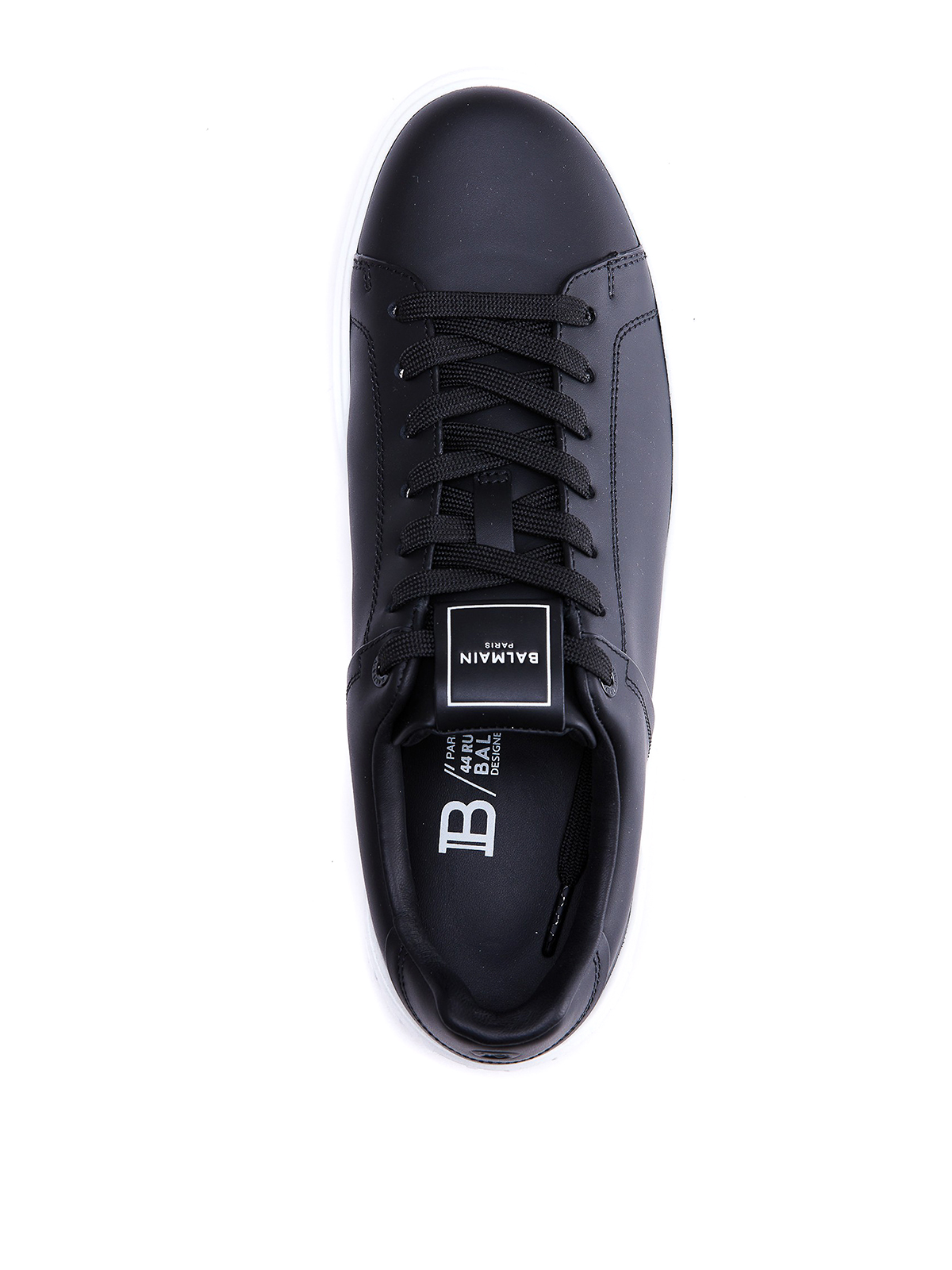 Shop Balmain Leather Low Top Sneakers In Black