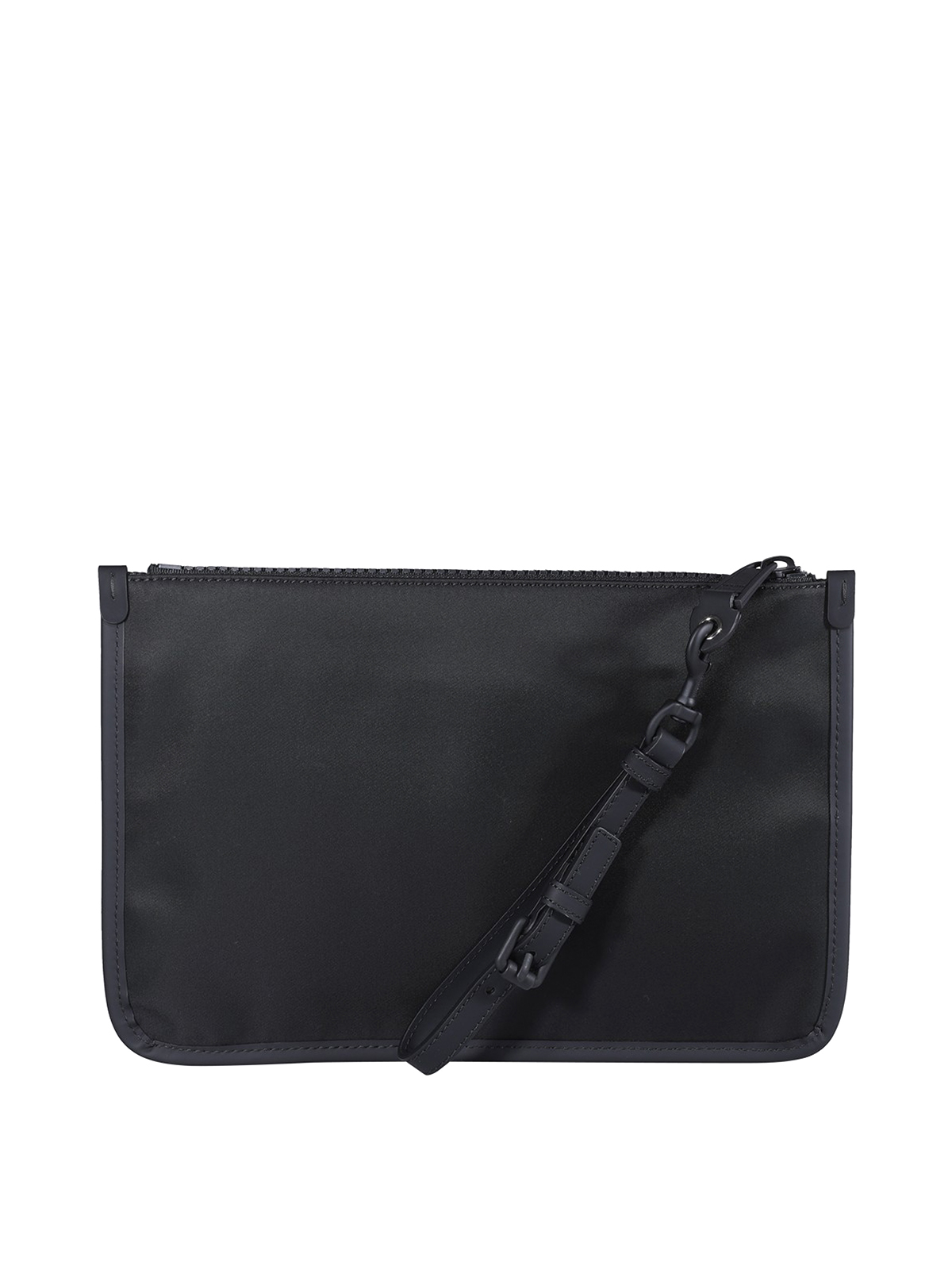 Shop Moschino Front Logo Clutch In Black